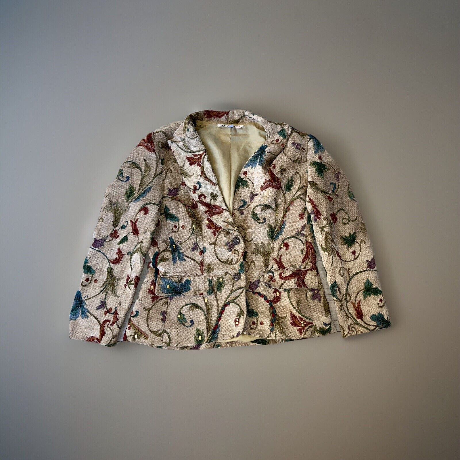 Vtg Anage Too Tapestry Floral Blazer M R2