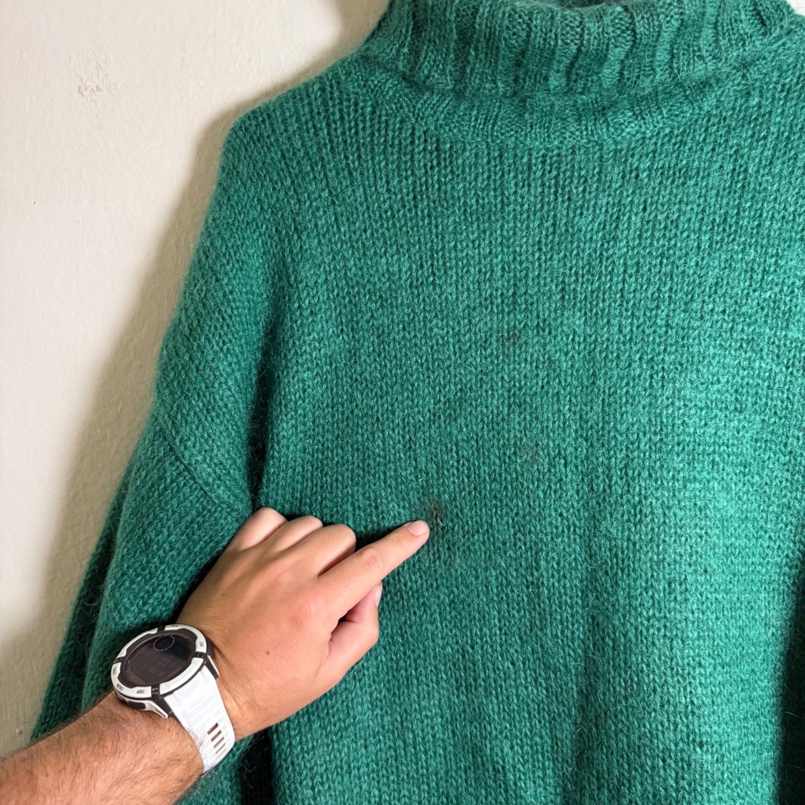 Vintage Esprit Essentials Mohair Blend Mock Neck Sweater Emerald Green Womens M
