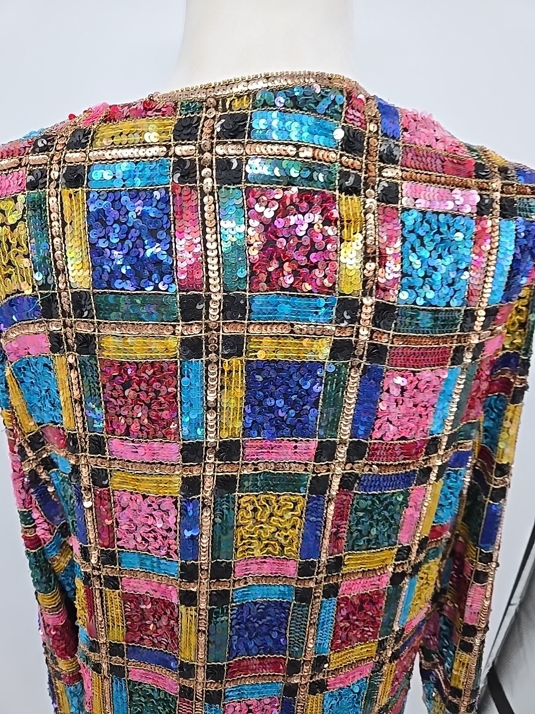 Vintage Channa Fully Sequin Coat Jacket Blazer Top Silk & Rayon Large