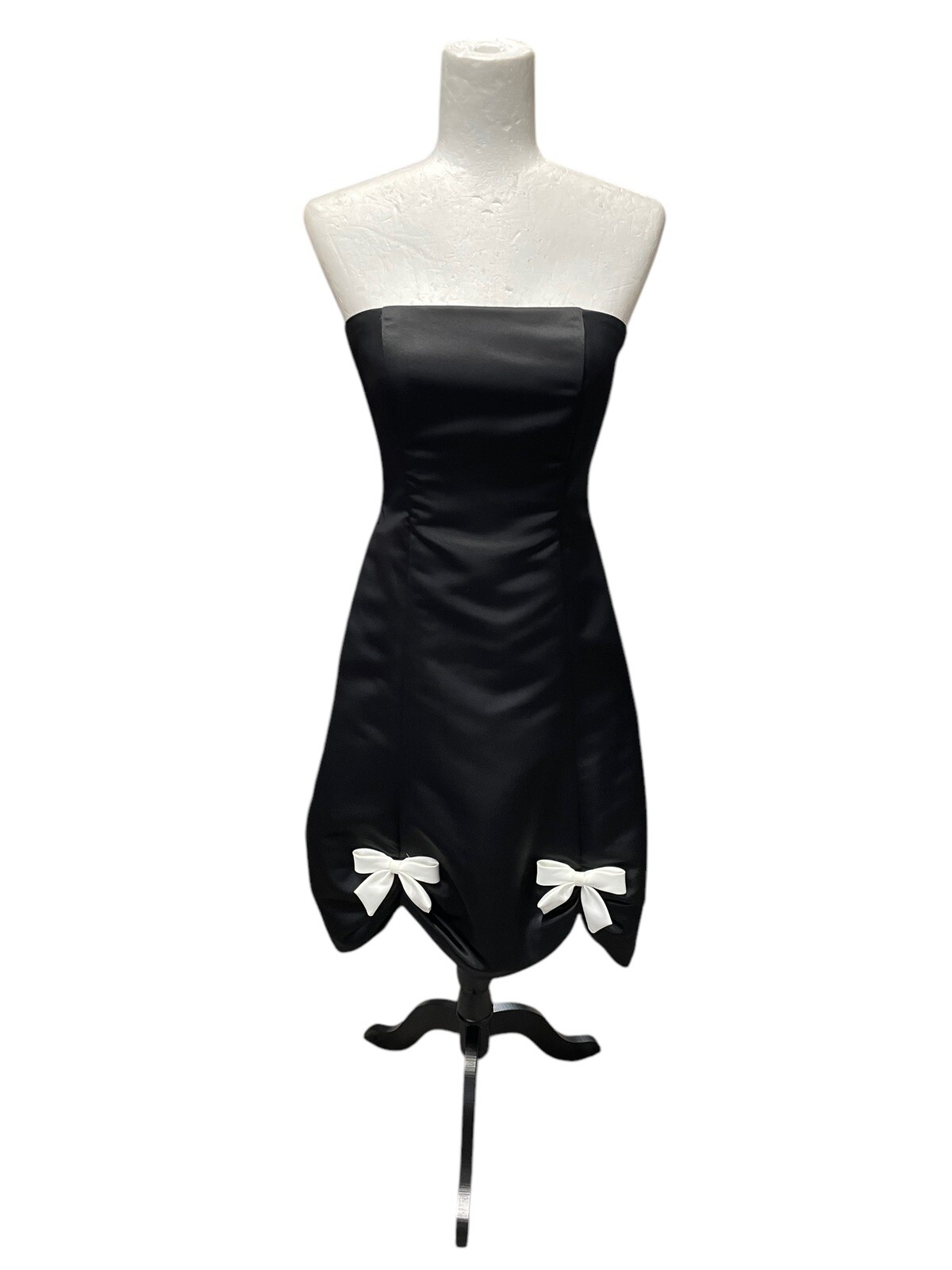 VTG Gunne Sax Jessica McClintock Dress Black Strapless Bows Prom Boned 90’s 5/6