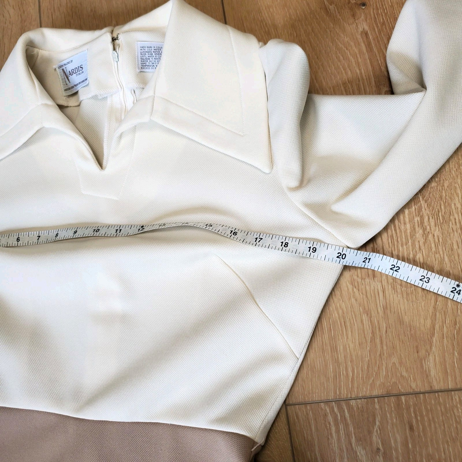 Vintage Dress 60s 70s Nardis of Dallas Double Knit Custom Cream Ivory Size 8/10?