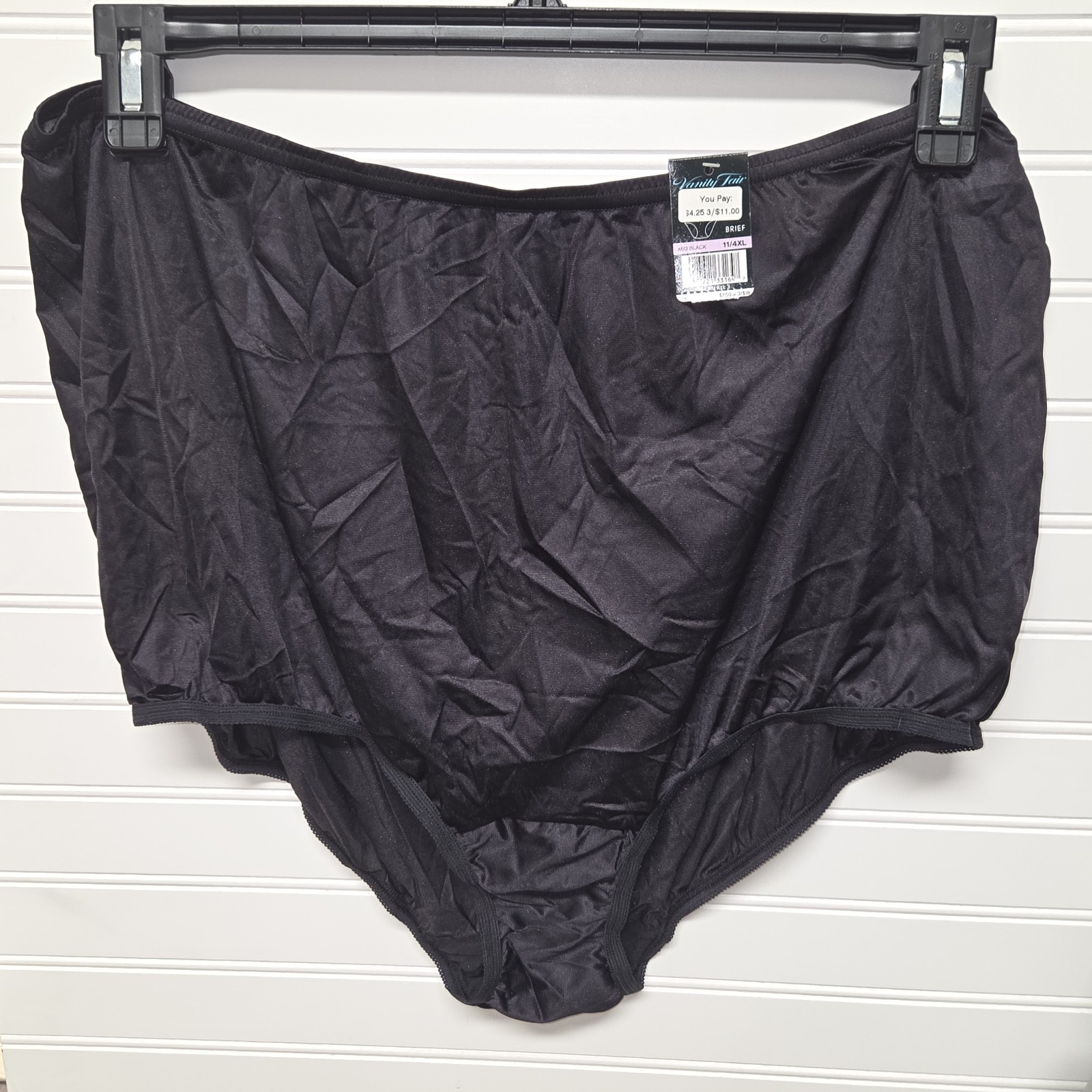 NWT Vintage 4 Pairs Vanity Fair Nylon Black Panties Size 11/4XL