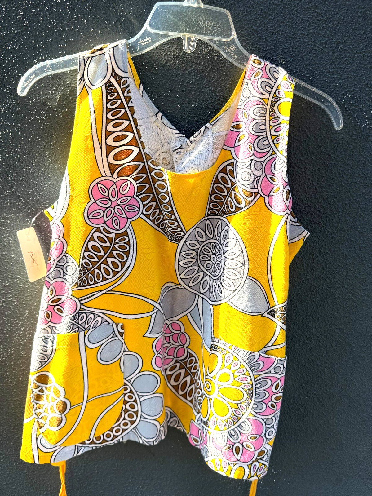 Vintage 1960’s -70’s Psychedelic Floral and Geometric Print Sleeveless Top
