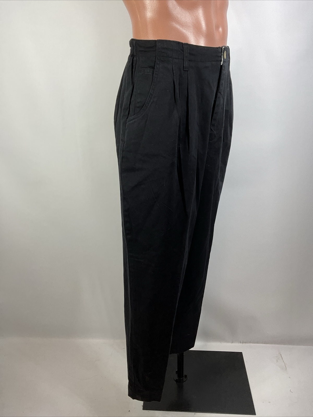 Vintage 90s 80s Cherokee Pleated Pants PLUS 18W Short Black Tapered Chino NEW