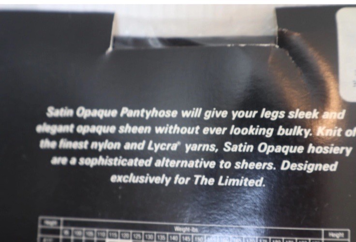 x4 VTG The Limited 90s Satin Opaque Jet Black Sz Large Style 3000-Irregular NIP