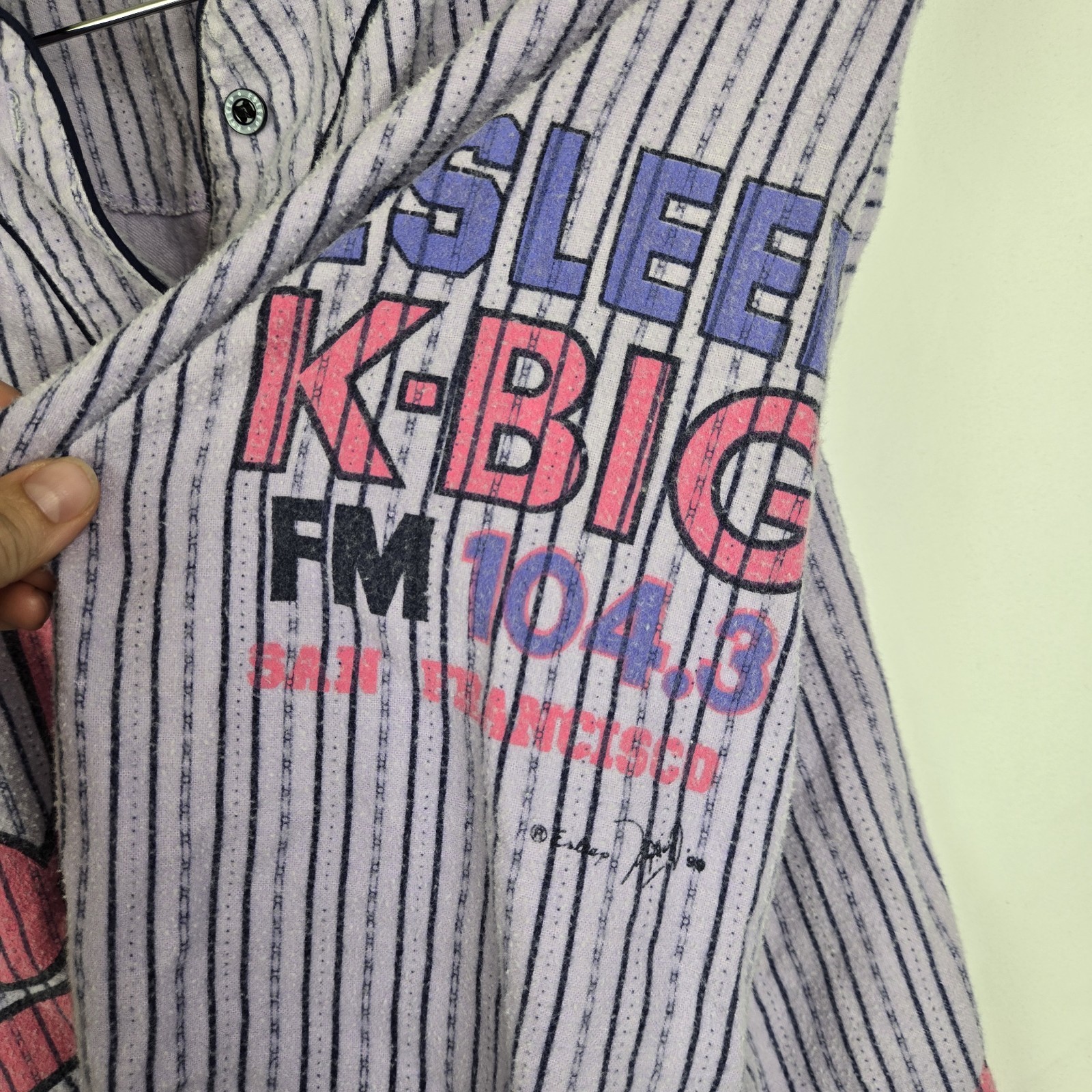 VTG ESLEEP Nightshirt Jersey Pinstripe Cotton Pajamas One Size Baseball. Flaws