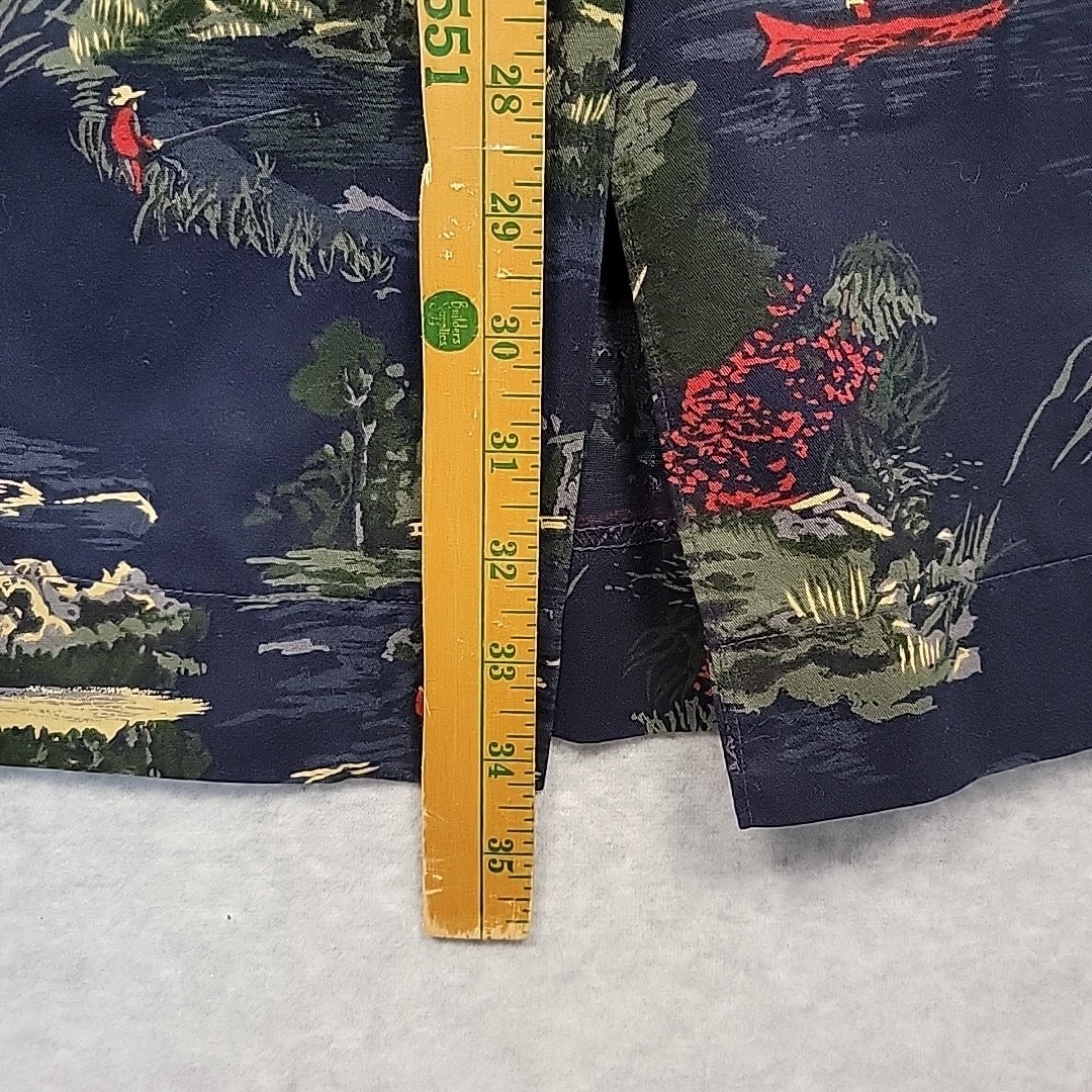 VTG 90s BUSHWACKER USA Maxi Skirt Navy Fishing Mountains Cottagecore Waist 24″