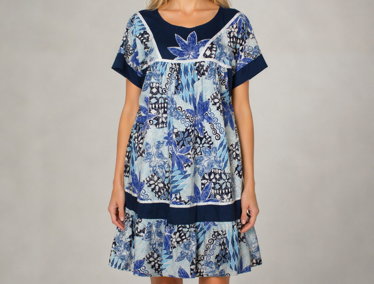 Carol Bennett Cotton Dress Vintage Hawaiian Relaxed Breathable Resort Wear SZ M