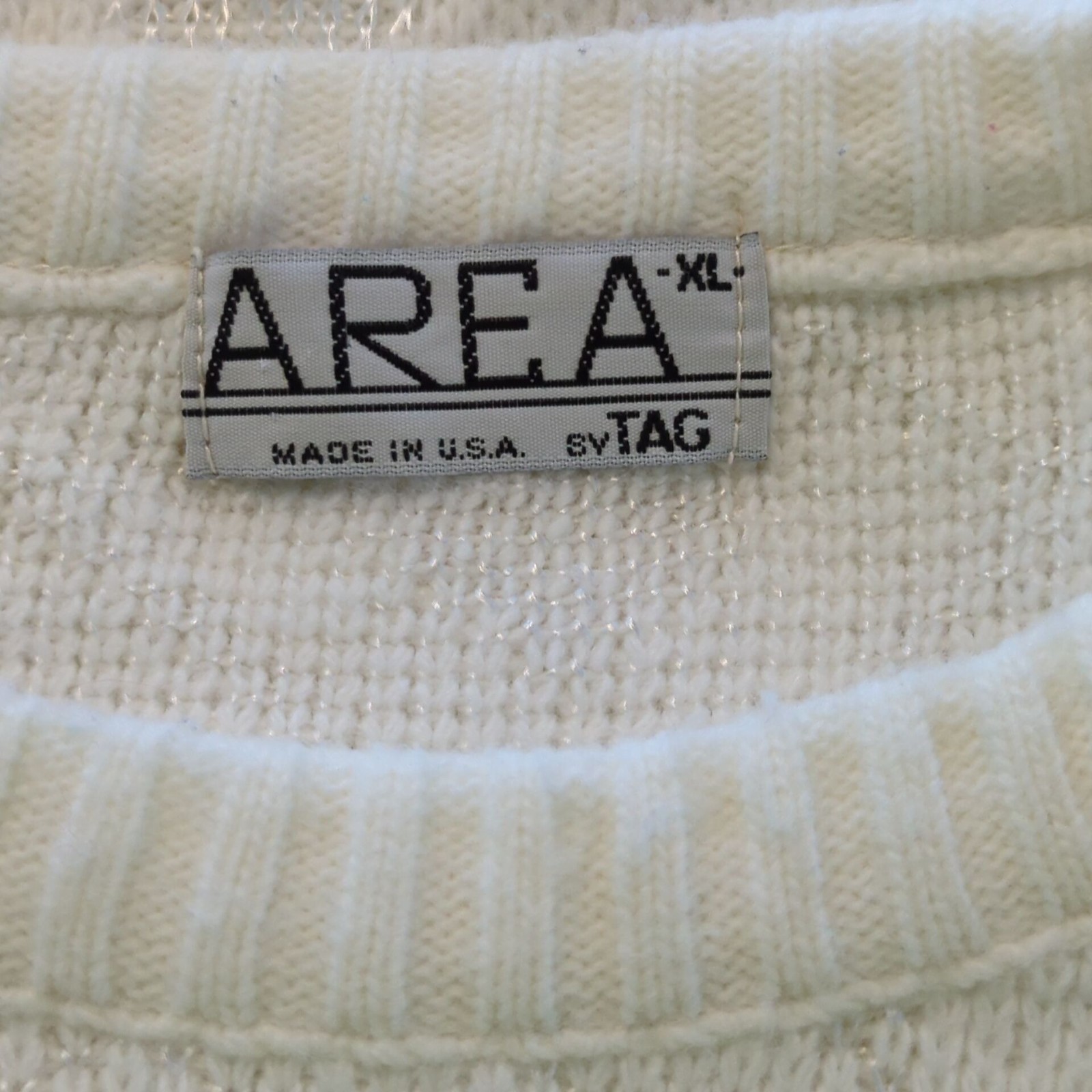 Vintage AREA by TAG White Knit Women’s XL Sweater Geometric diamond 80s 90s