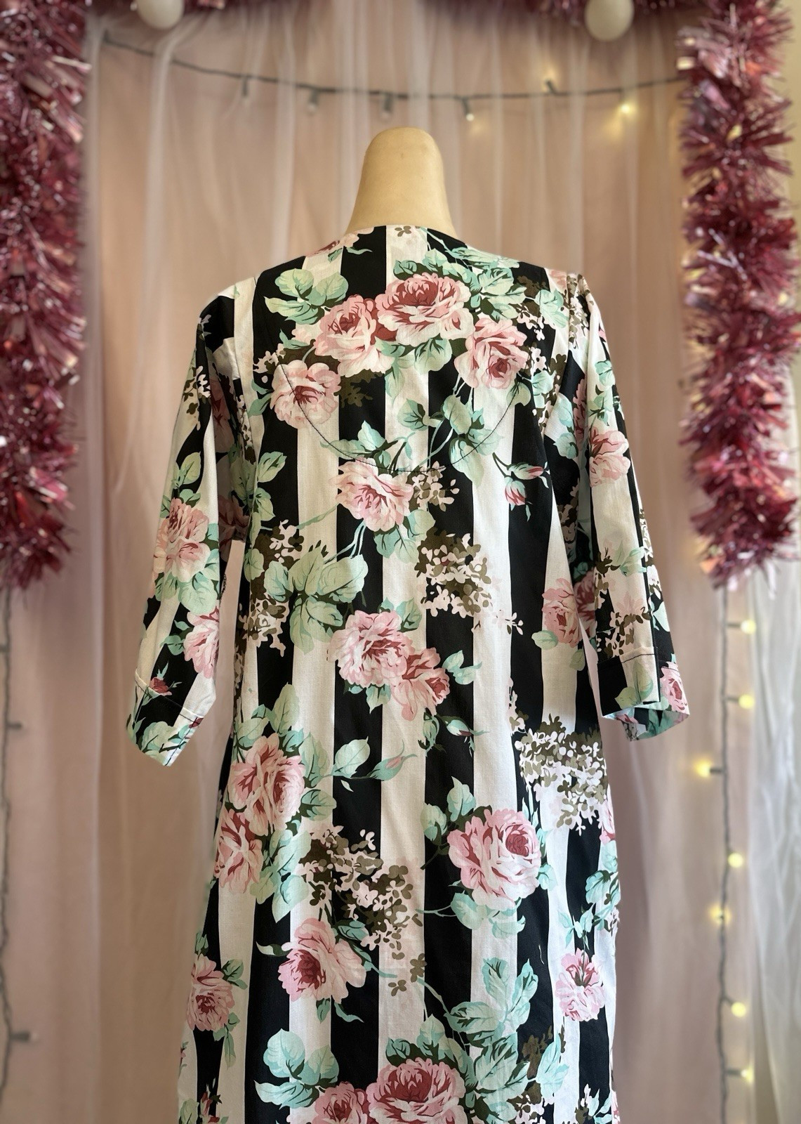 Vintage 80s MuuMuu Nightgown Maxi Dress Floral Print Dressing Gown Loungewear M