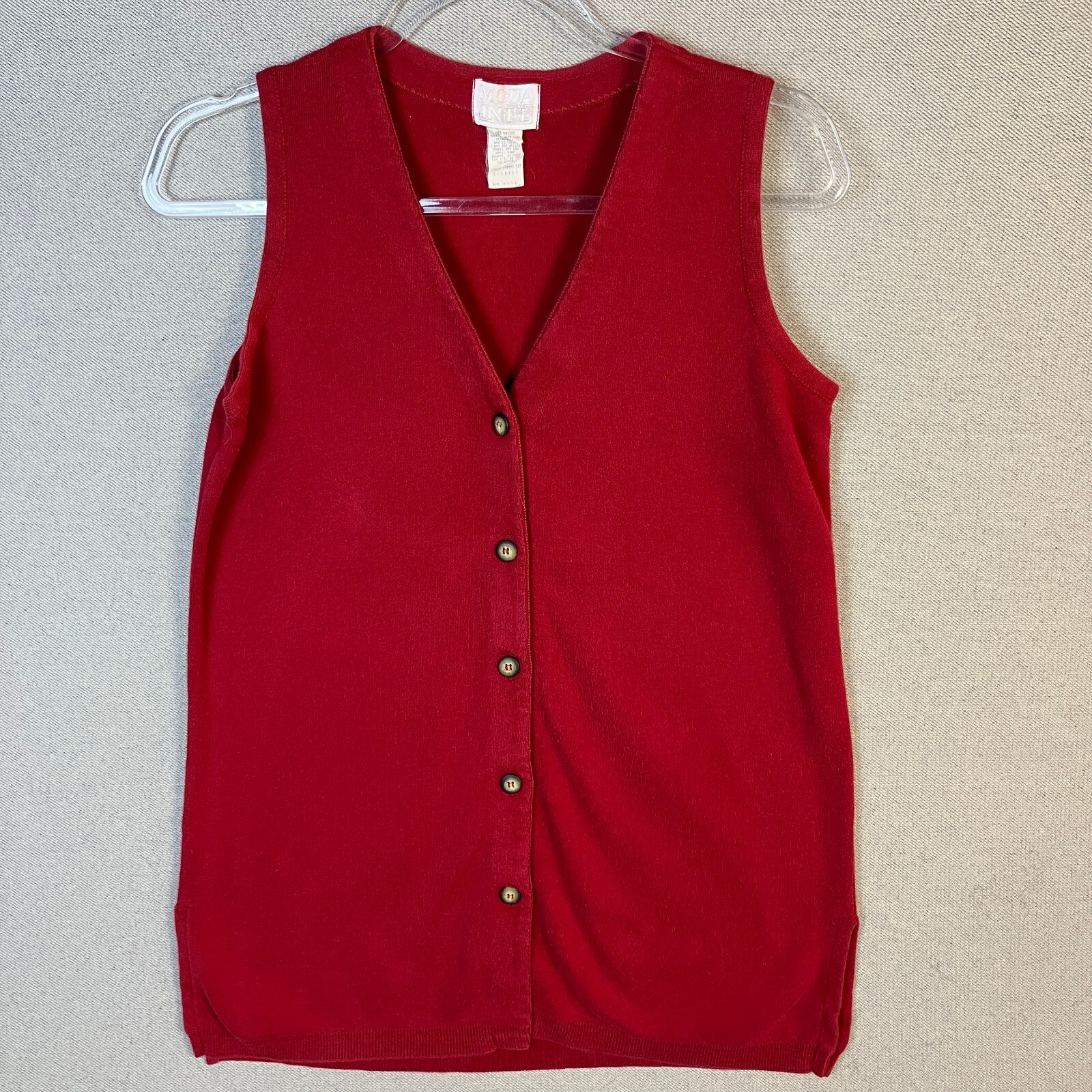 Vintage Moda Int’l Red Knit Vest Size S Made In USA 80s 90s