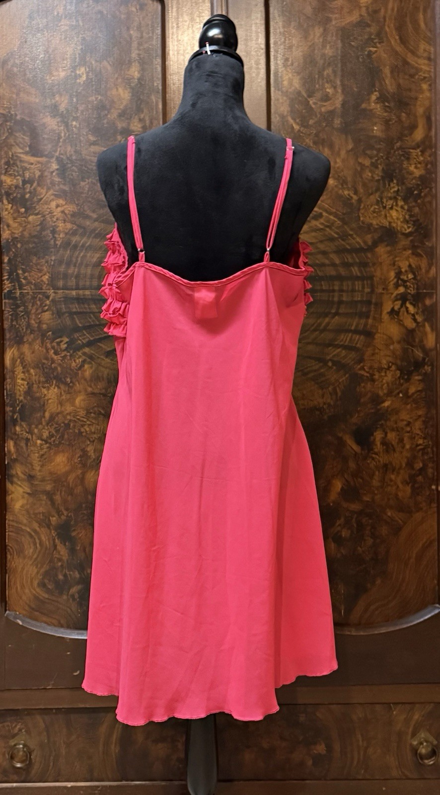 Vtg 90’s Undercover Wear Slip Dress Sz XL Chiffon Ruffles Nightgown Tomato Red
