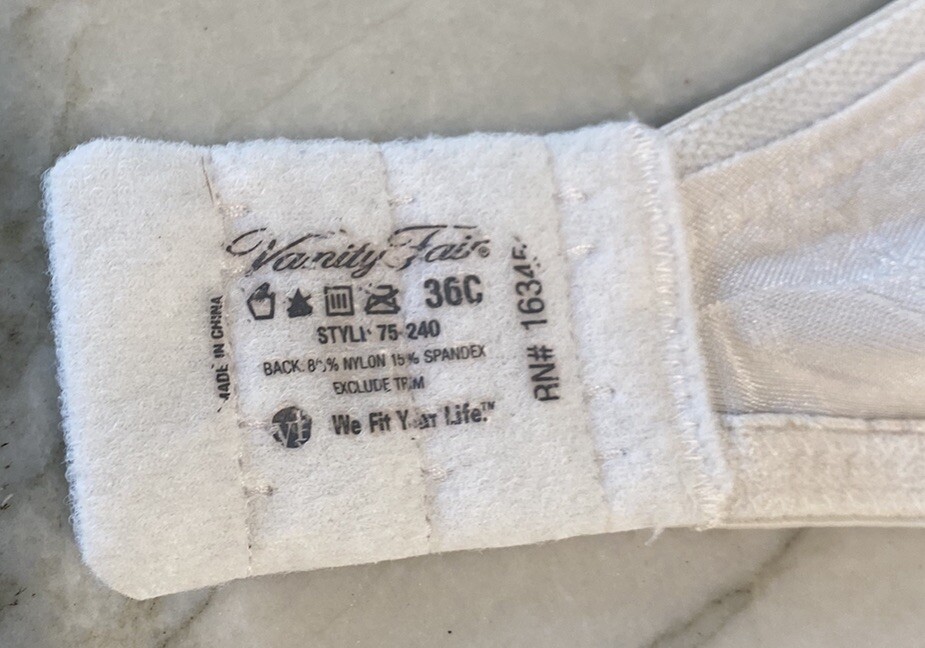 Vintage Vanity Fair Bra Size 36C Style 75-240 Charm Accent underwire