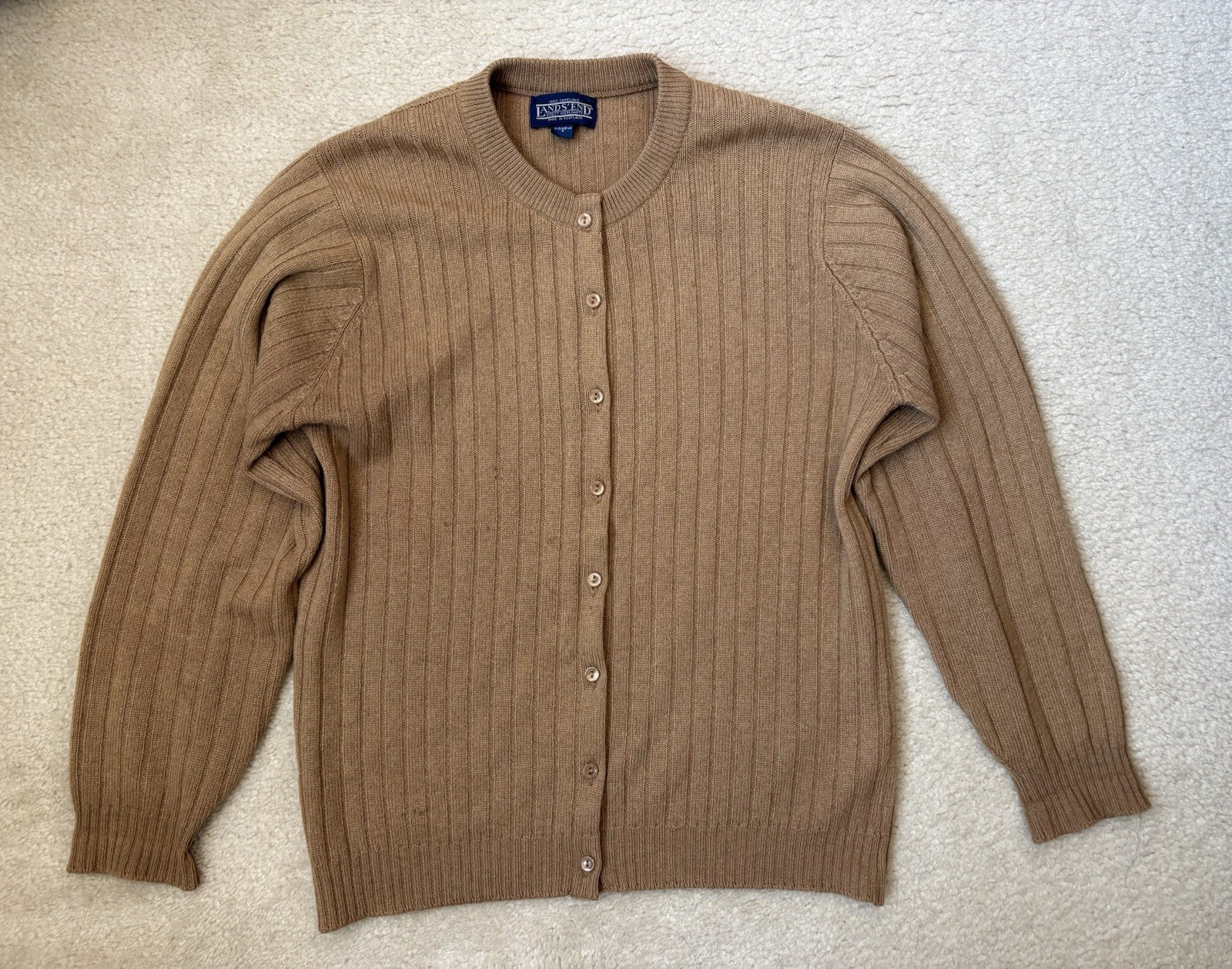 Vintage Lands’ End camel hair Direct Merchants made in Scotland tan cardigan sz6