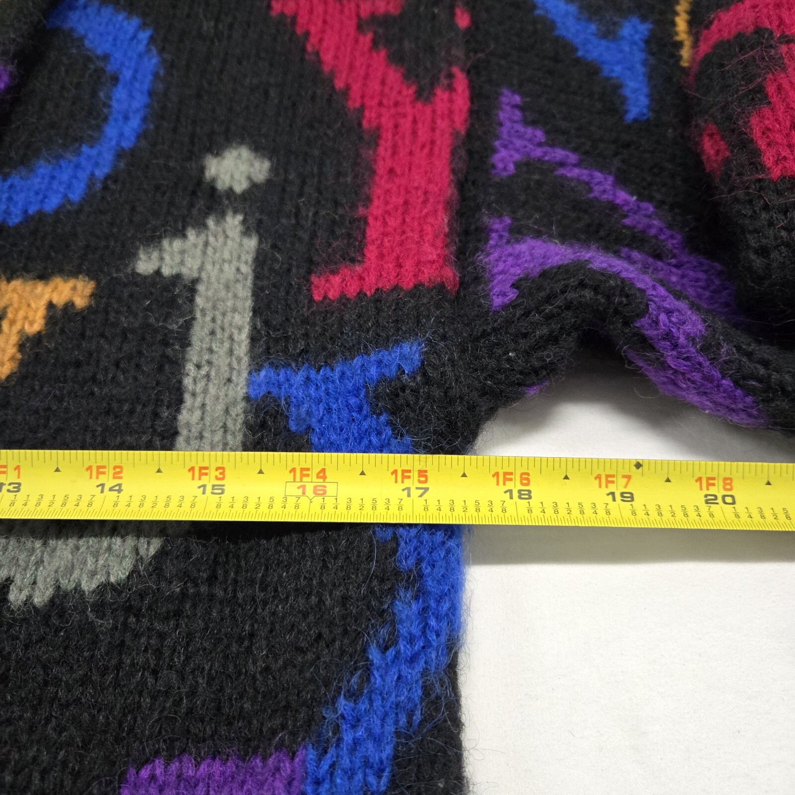 VTG Womens SMALL Cervelle Alphabet Letters Cardigan Sweater Oversized Wool Blend