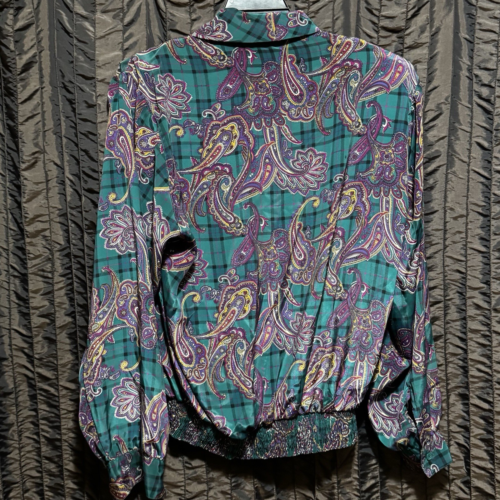 Alfred Dunner Blouse Sz 14 Blouse Bow Neck Long Sleeve Paisley 1980s Vintage