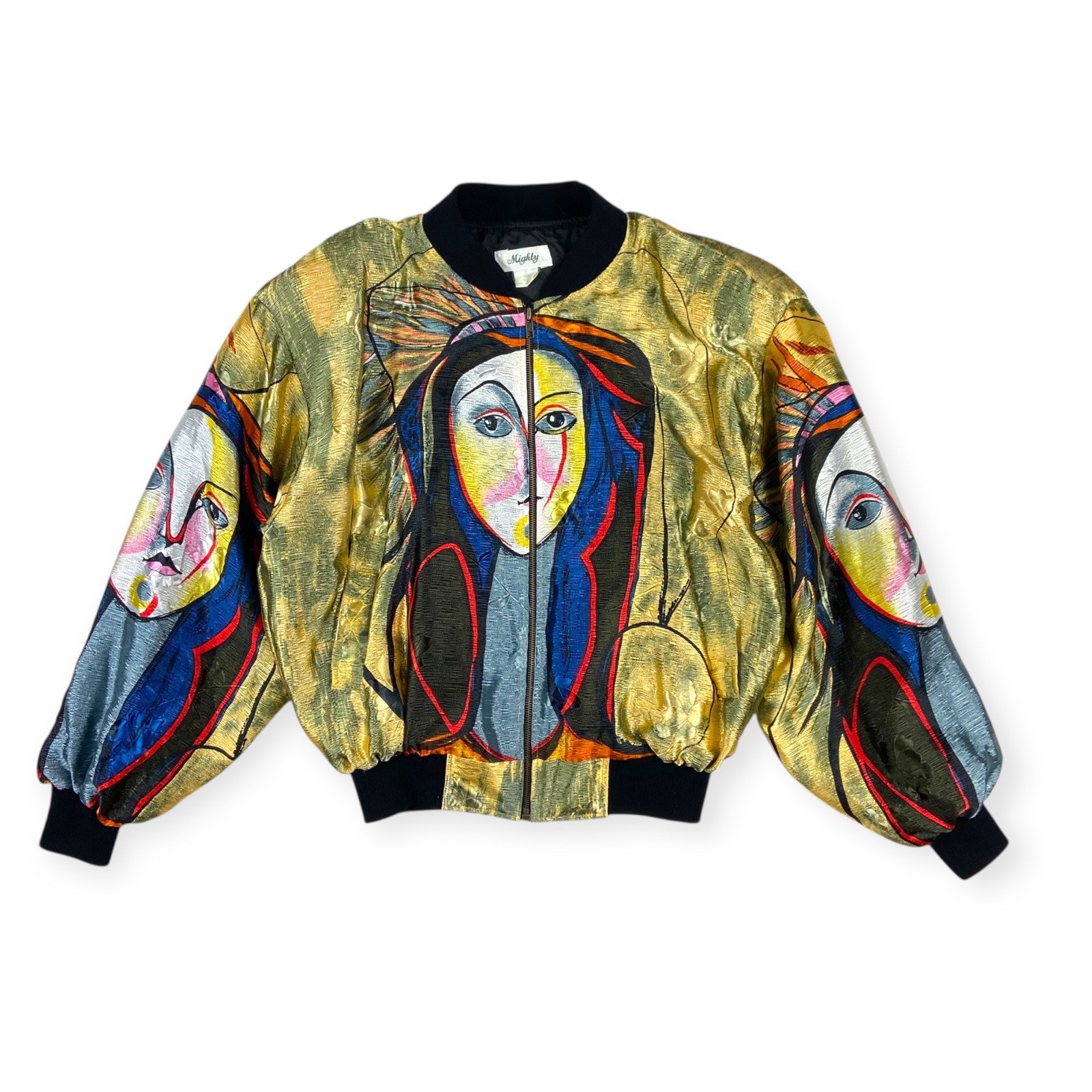Mighty Vintage Picasso Art Abstract Satin Bomber Jacket Korea