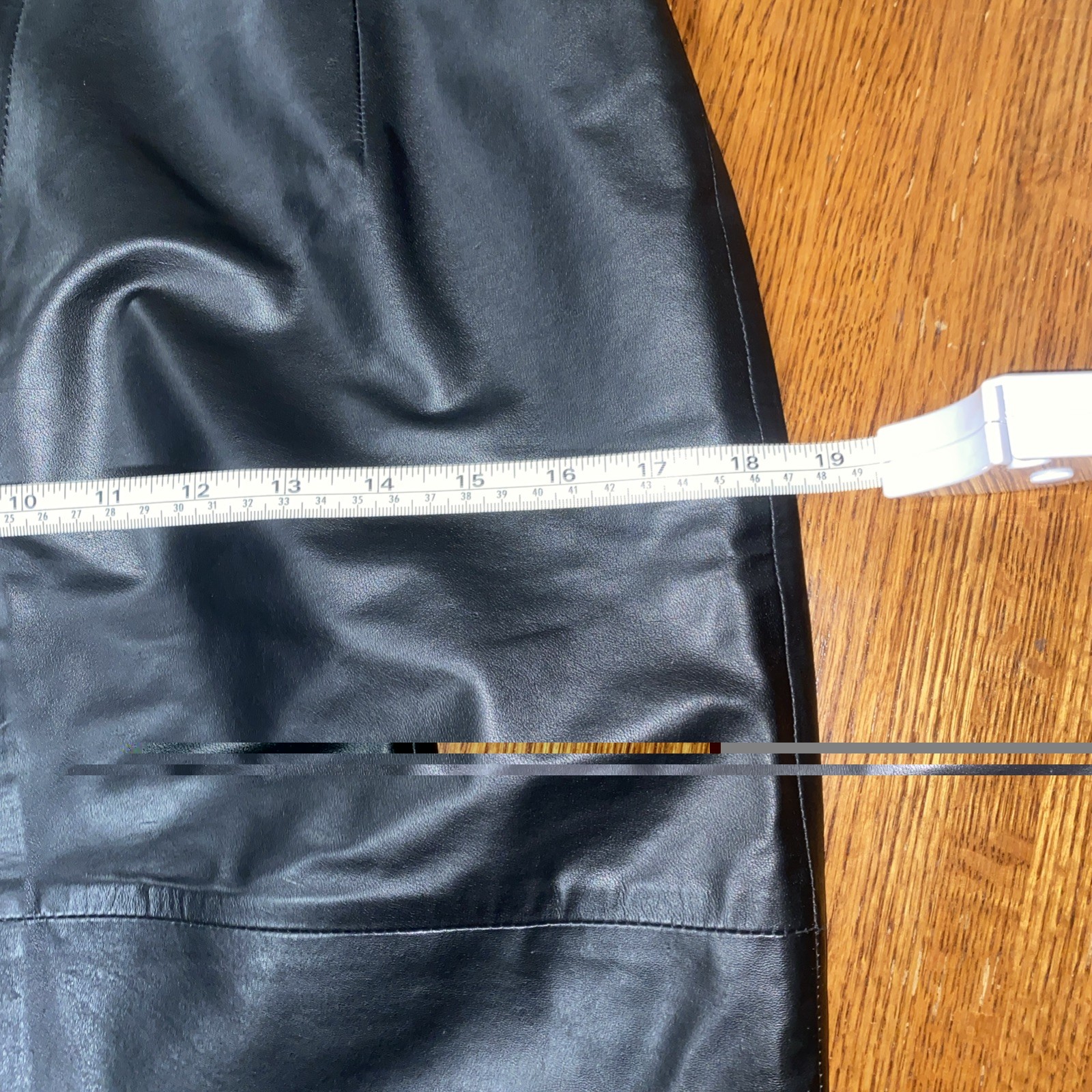 Vintage Black Leather Skirt Size 13 High Waist Ankle Mid Length Leathercraft