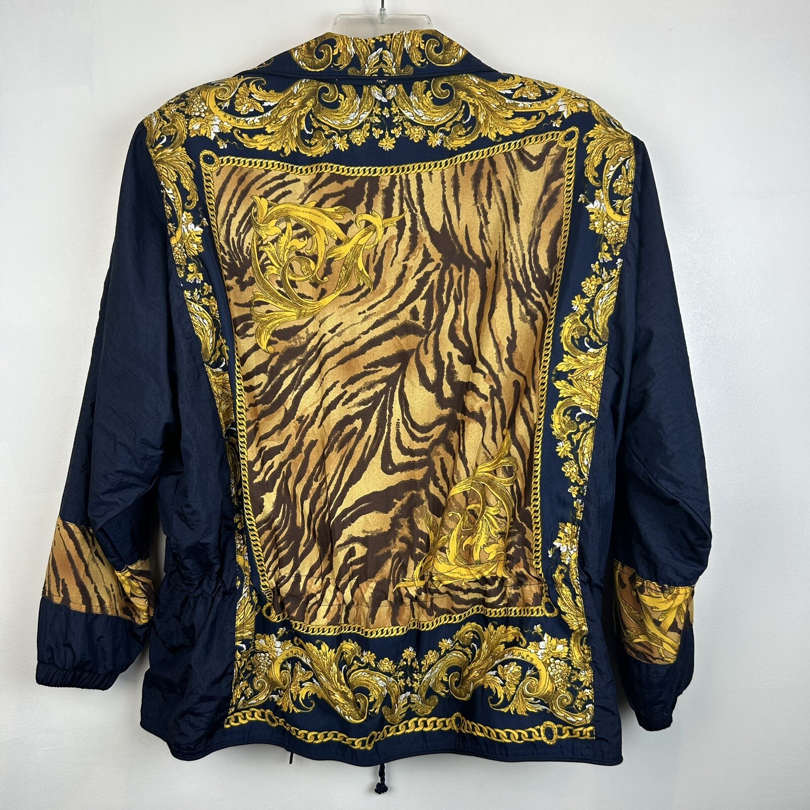 Vtg Windbreaker Womens M Jacket 90s Zip Cinch Waist Designer Look Old Money Read