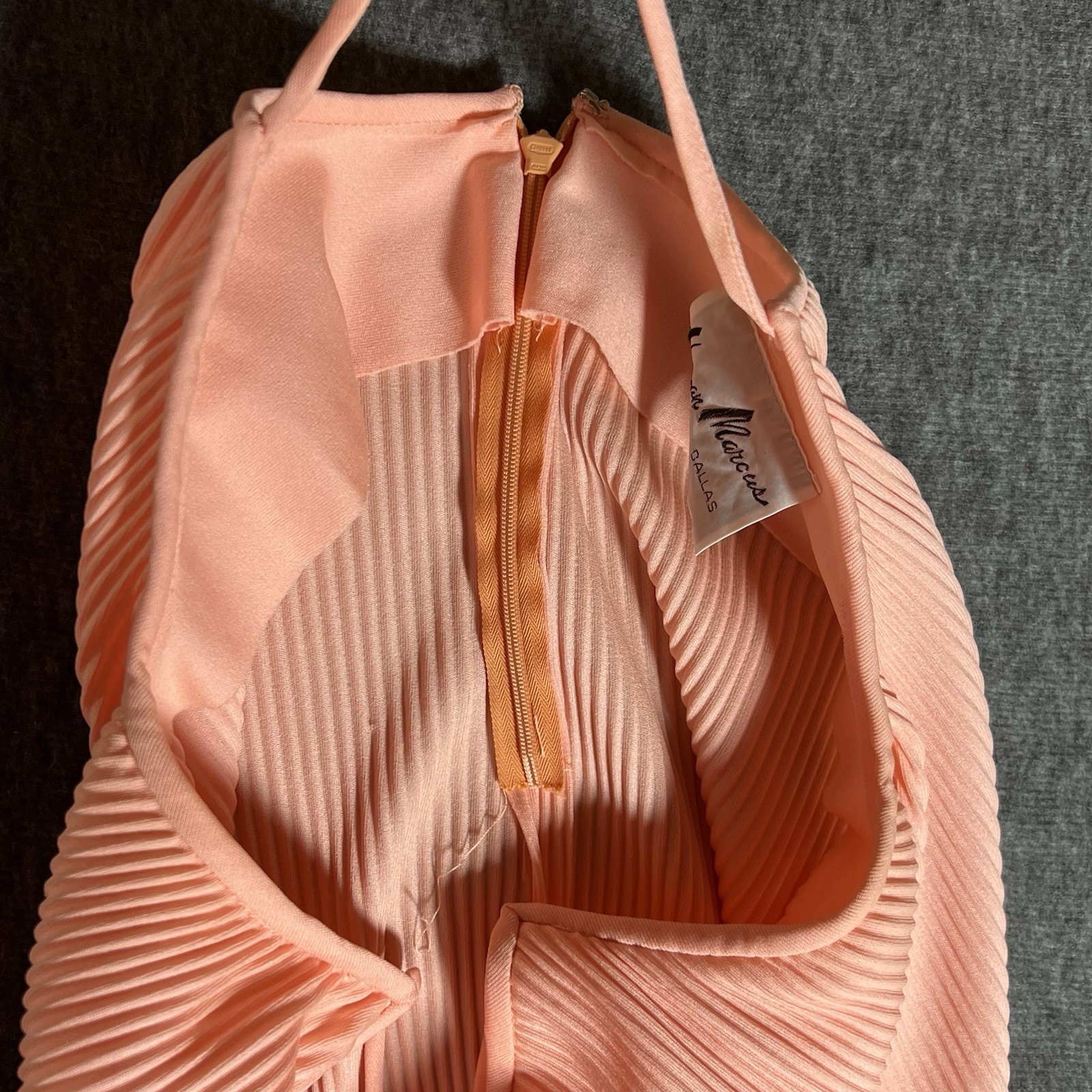 Vintage HERMAN MARCUS Dallas Peach Pleated Dress See Size Notes