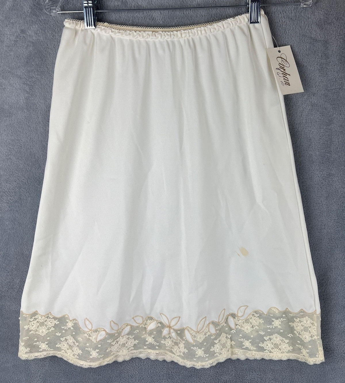 Vintage Corhan Half Slip Womens Medium Ivory 7707 Polyester Lace 22″ NEW