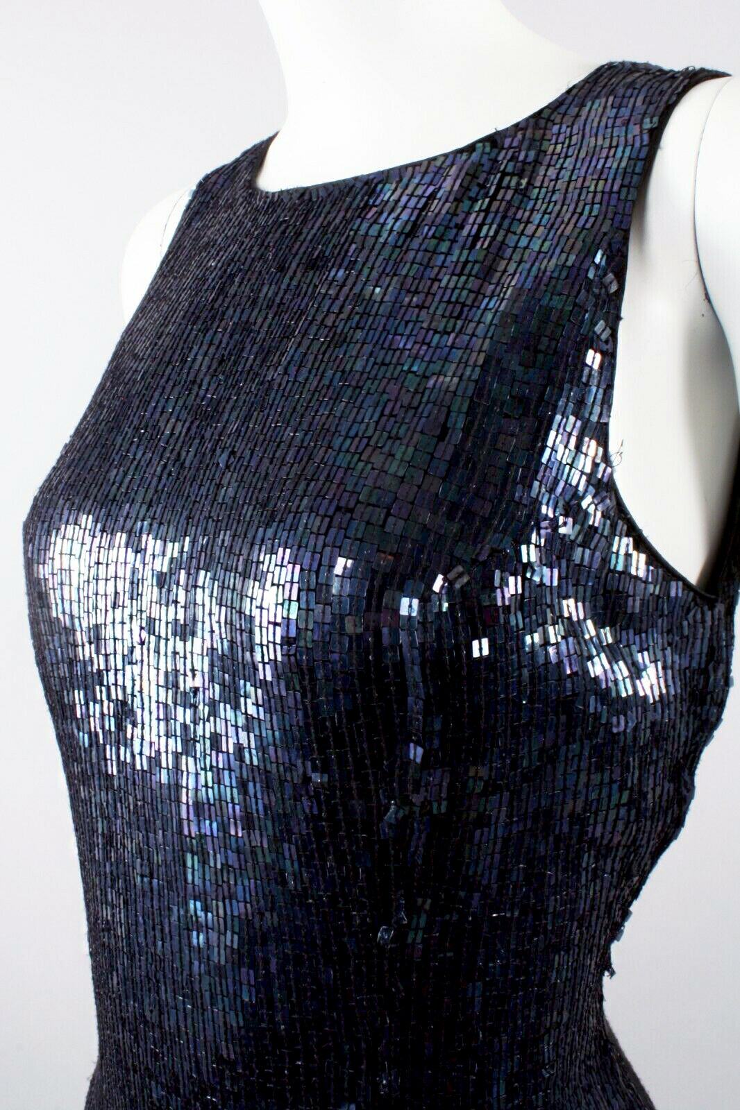M/L Vintage 90s Mark John Gopal SILK Oil Slick Sequin Party Cocktail Mini Dress