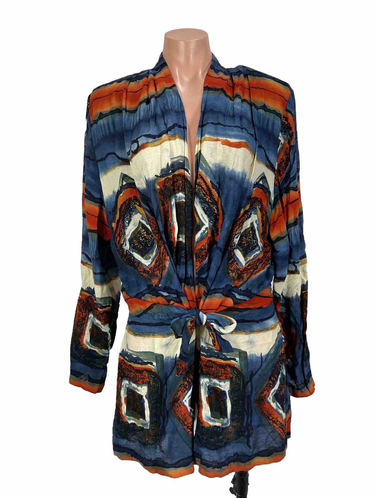 Vintage 90s Santa Cruz Sportswear Jacket Blazer Duster XL Open Aztec Western