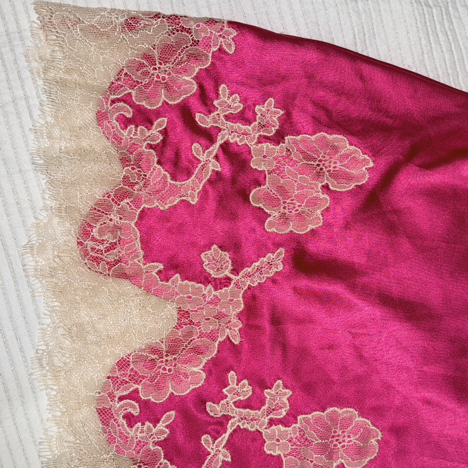 Y2K Victoria’s Secret Satin Slip Dress Pink Lace Chemise M Dainty Fairy