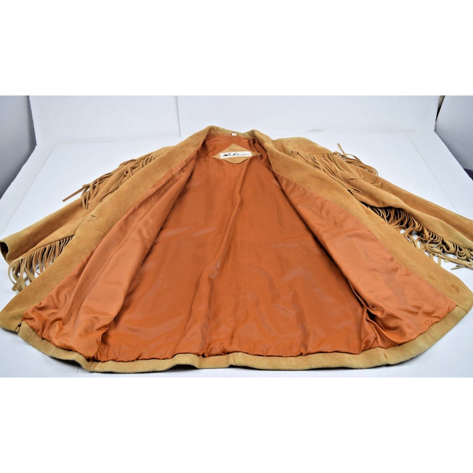 Vintage Western Leather Jacket Niki Size M 70s Total Fringe Tan Suede Lined