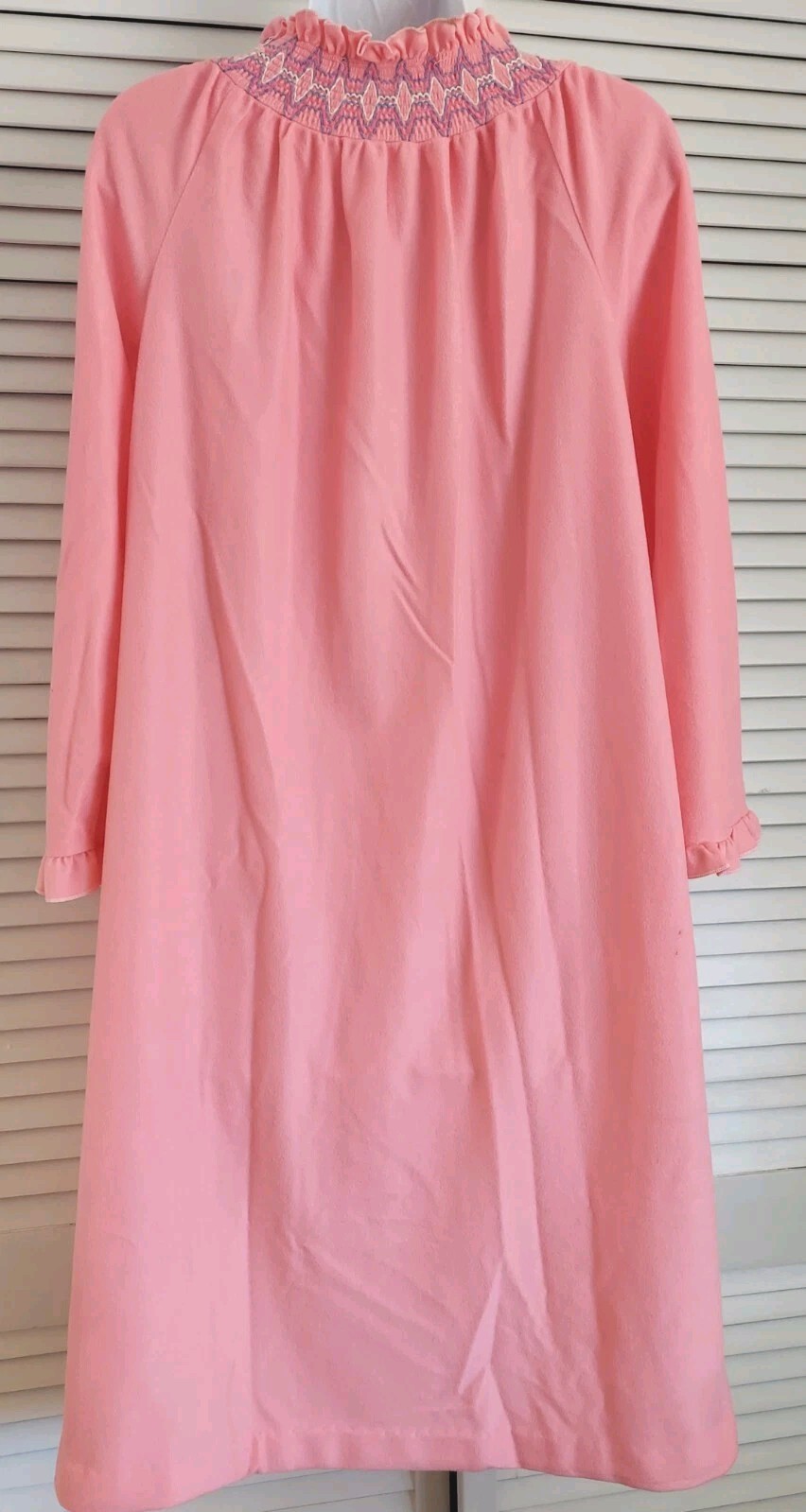 Vintage Pink Dan Ellen Robe w/ Pearl Snaps LS Duster Housecoat Patio Dress MED