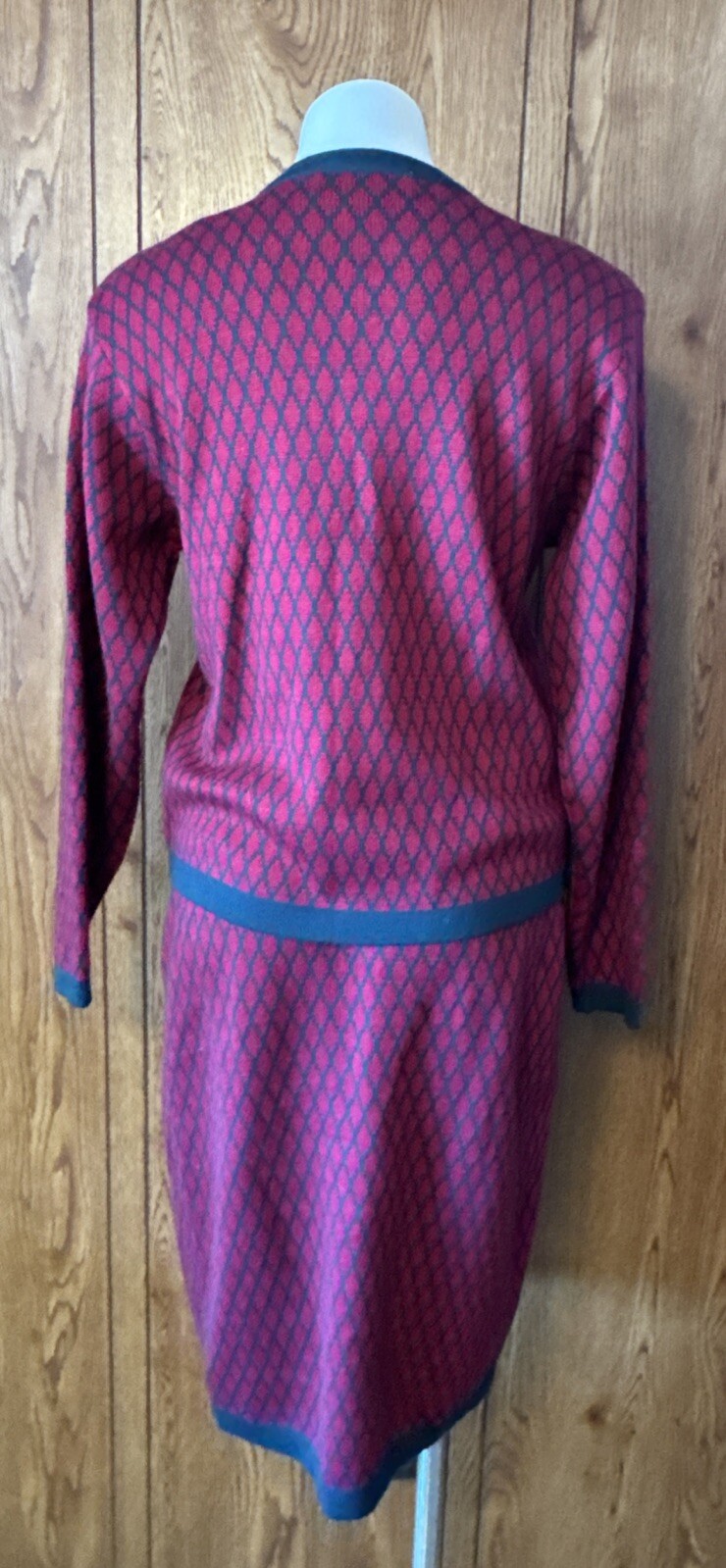 Vtg Evan Picone Knit Sweater Cardigan And Skirt Set S/M