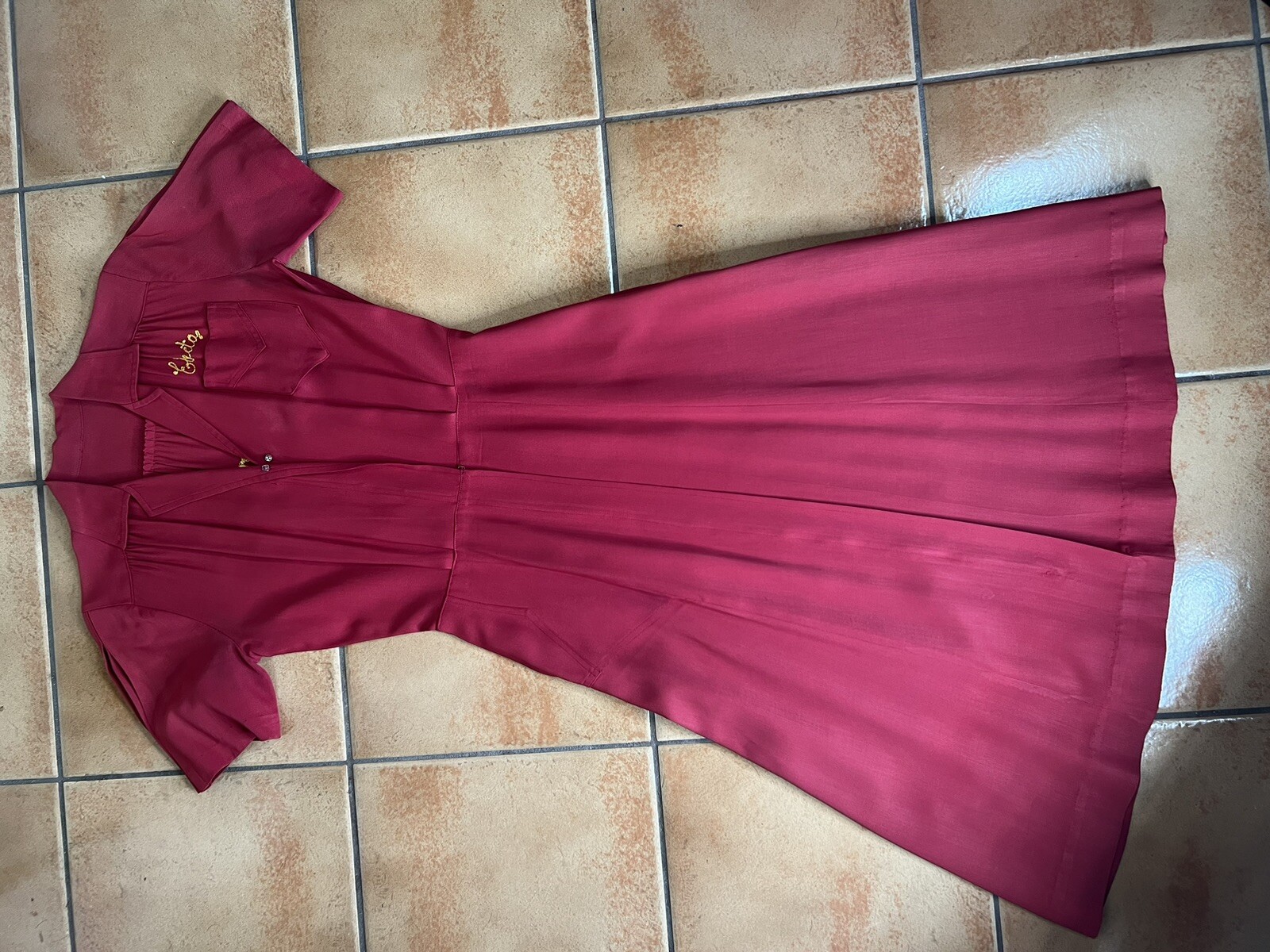 Vintage 40s Shell gasoline Bowling Dress Chainstitch Hot Rod Gabardine RARE Car