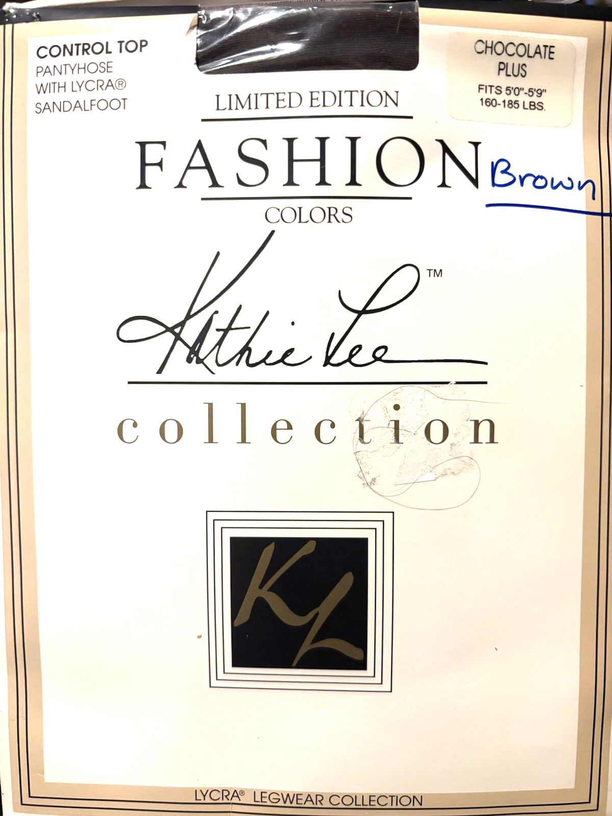 Kathie Lee Limited Edition Fashion Colors Control Top Pantyhose Chocolate Plus