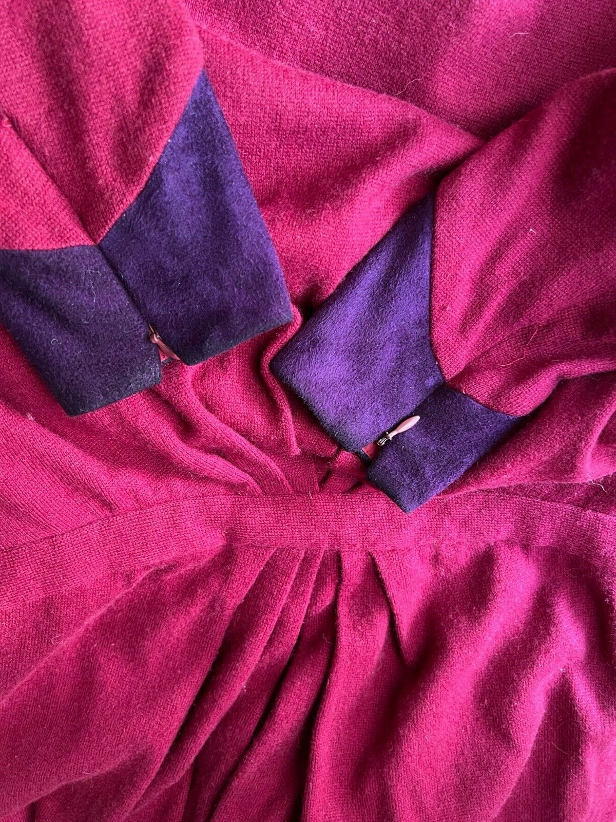 Vintage Couture Stanley Platos Martin Ross Wool/Cashmere 1980s Dress Red/Purple