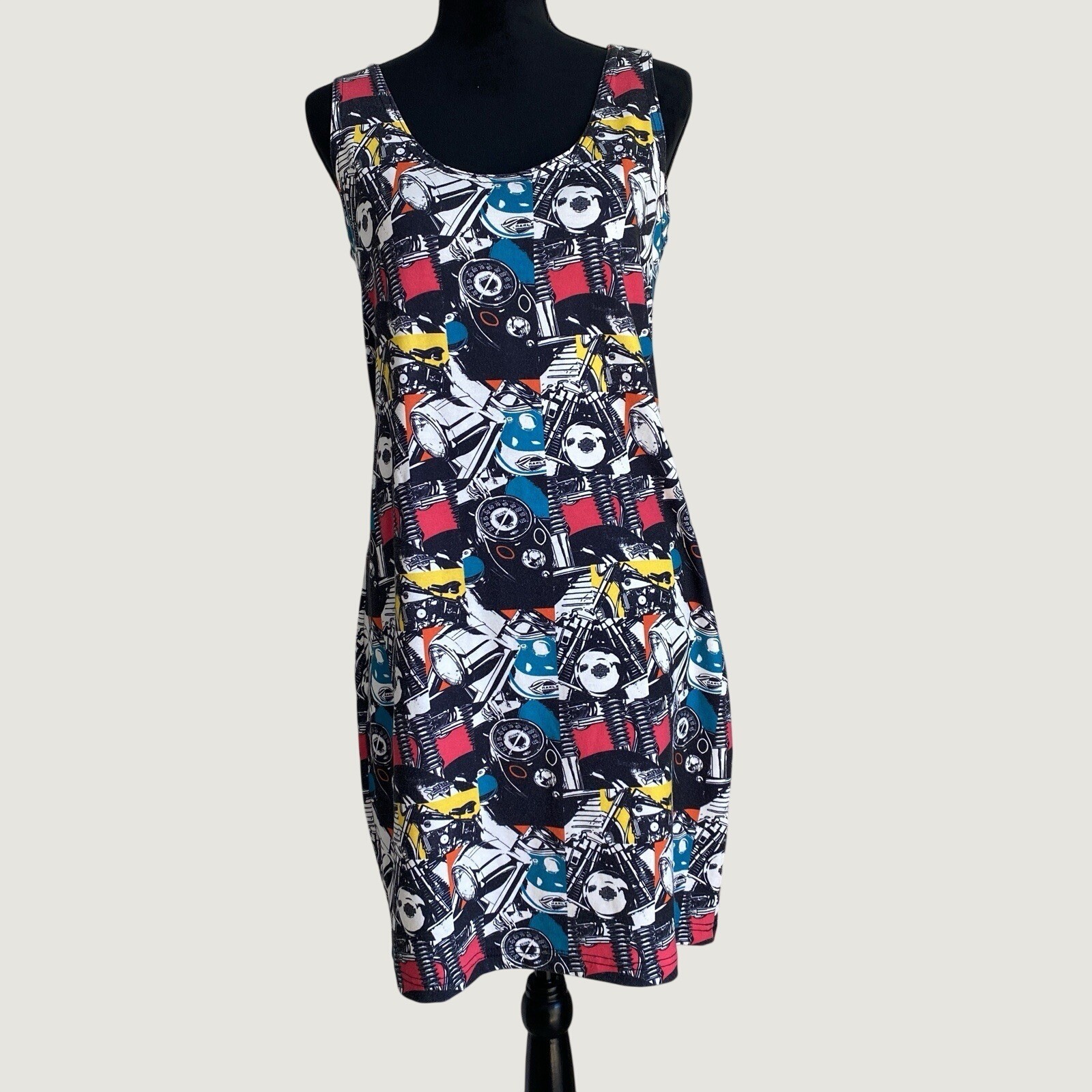 Vintage 90s All Over Print Harley-Davidson Graphic Dress, Size Large