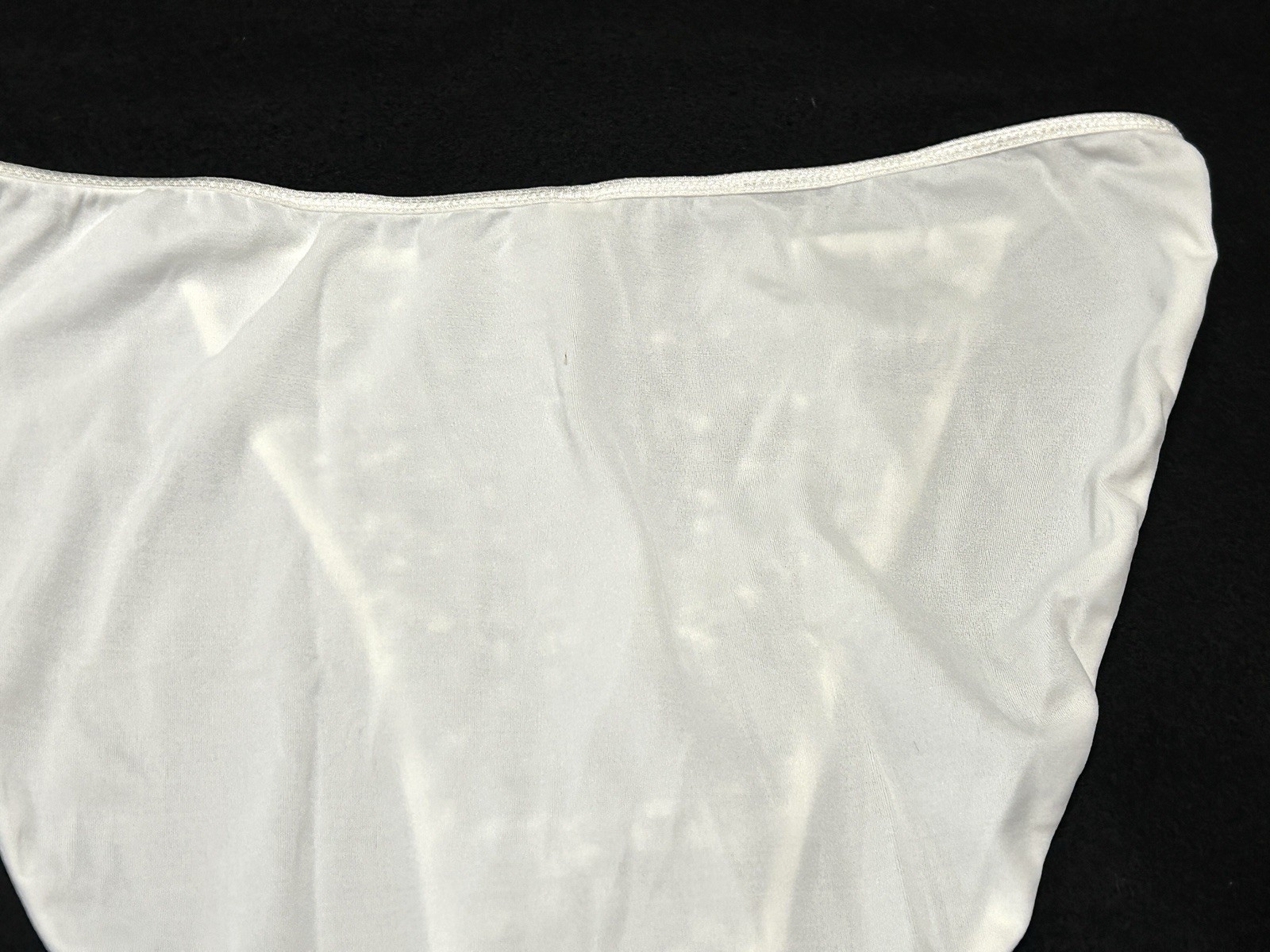 Vtg DONNA LOREN 105X Embroidered Sheer Mesh Satin 4X White String Bikini Panties
