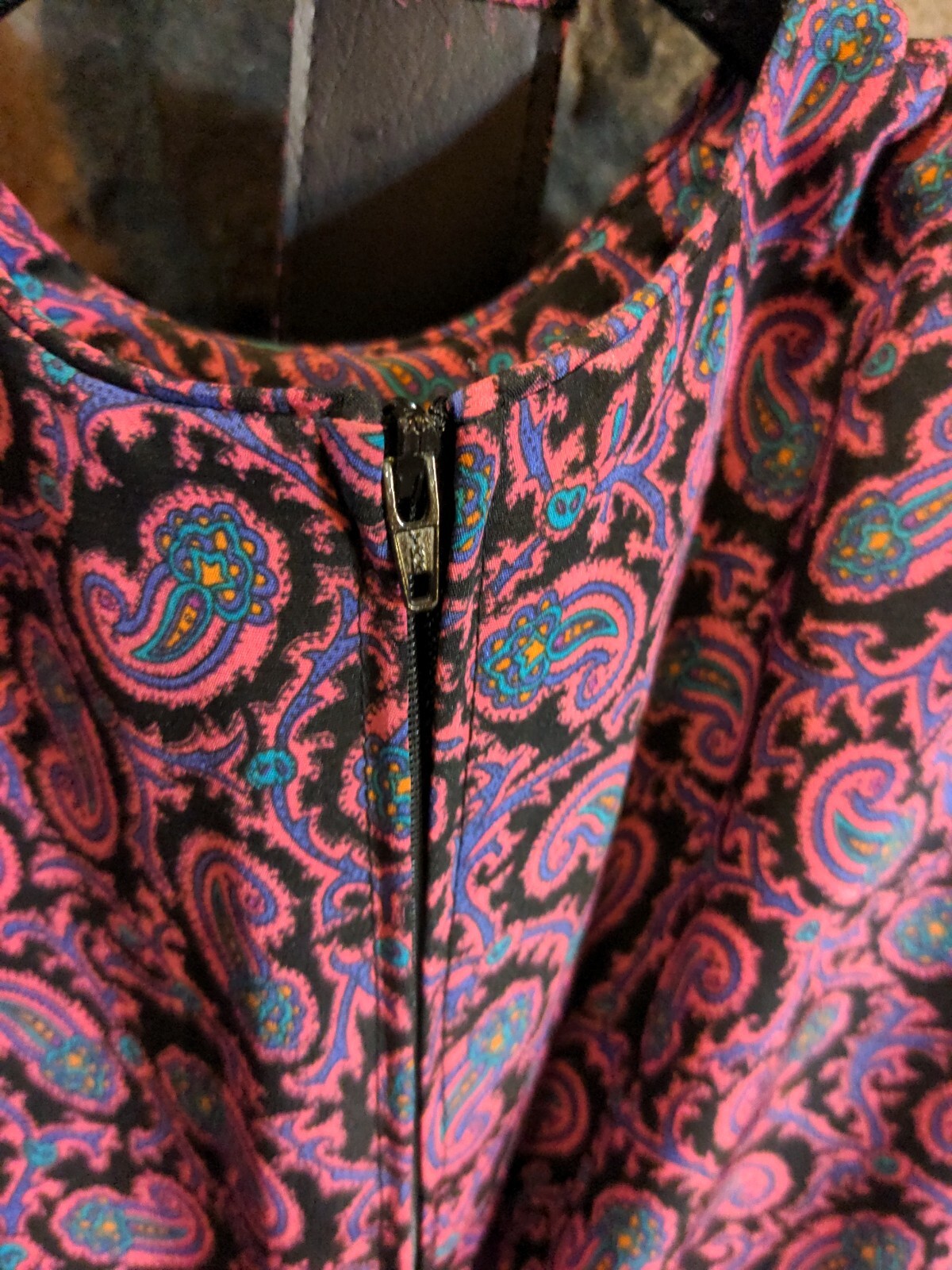 Vintage Henry-Lee Petites Pink Paisley Print Secretary Dress Elastic 6