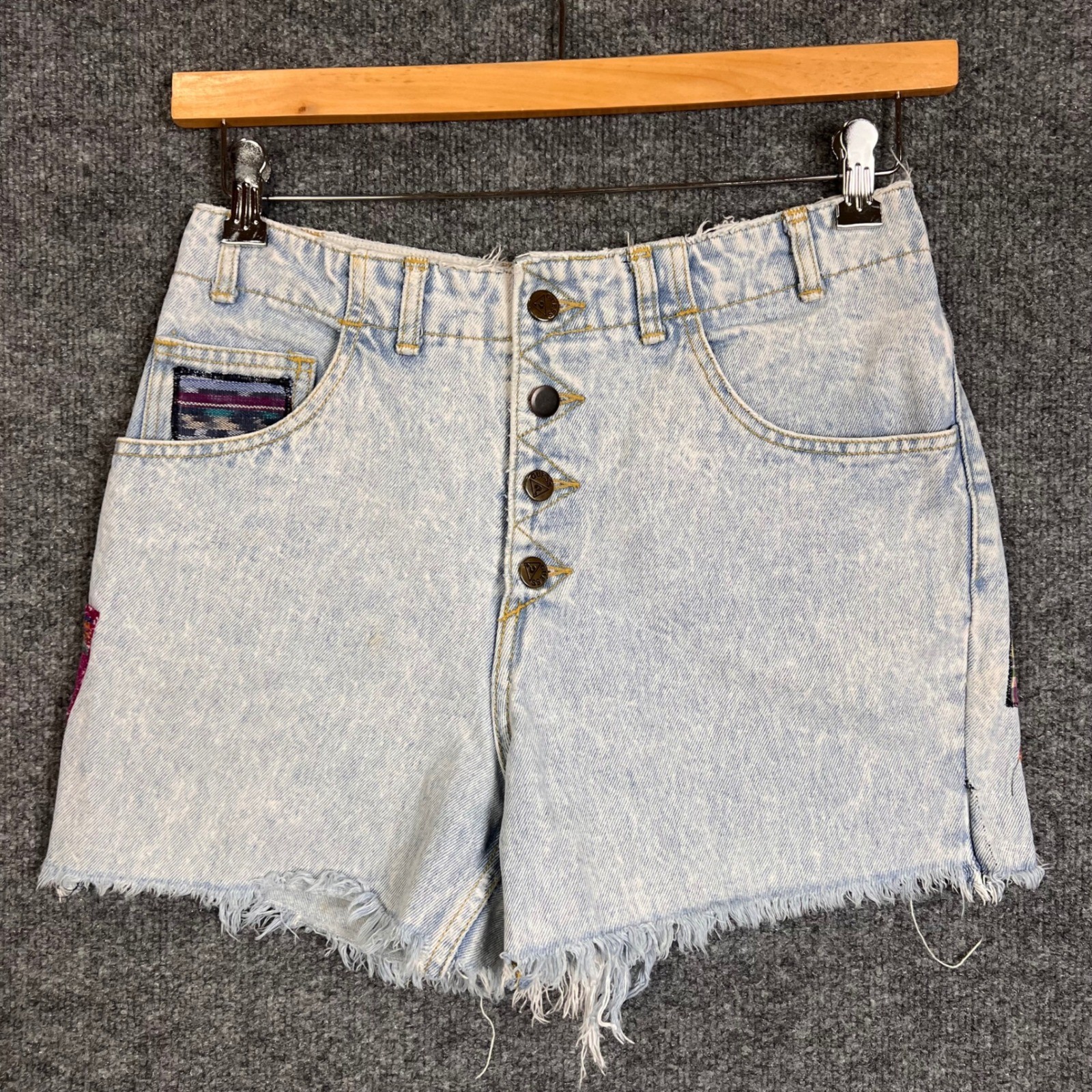 VINTAGE RARE Georges Marciano Guess Denim Shorts 31 Patchwork Acid Wash Cutoff