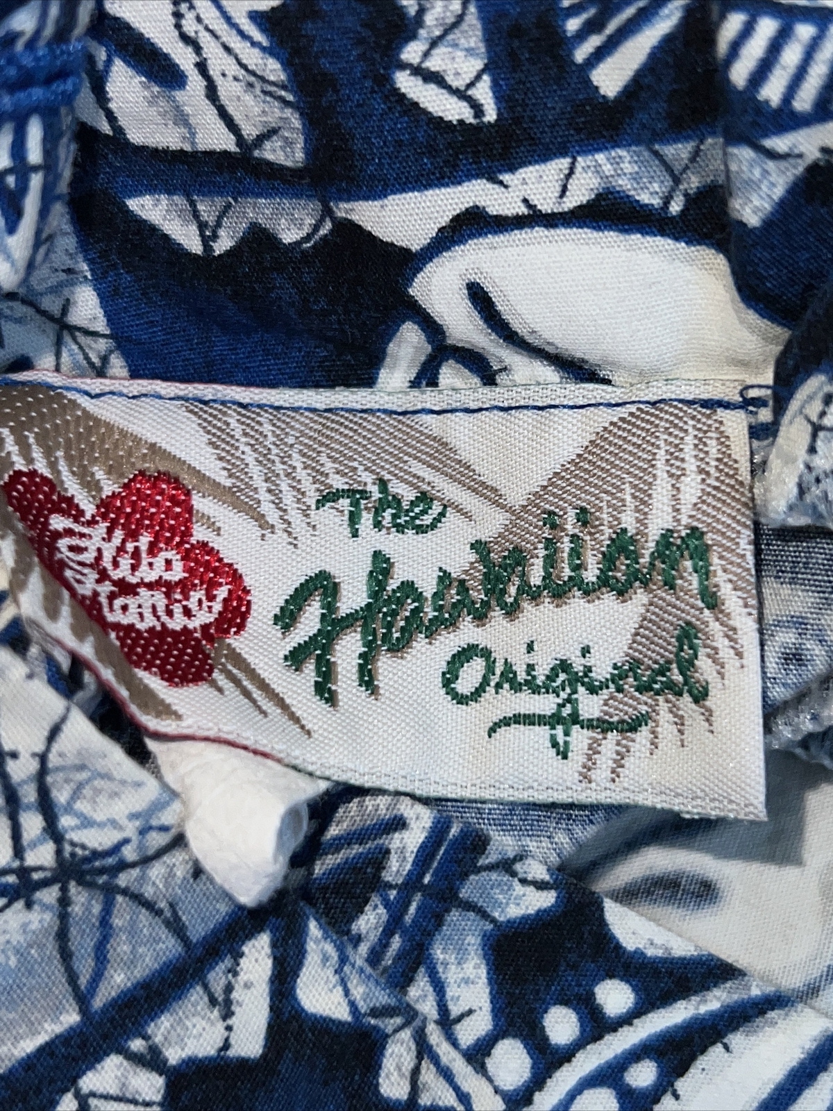 Vintage Hawaii dress blue white hibiscus flower Hilo Hattie Original size S