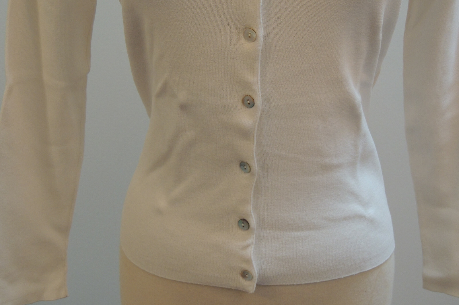 VTG 90s LINDA MATTHEWS Cardigan WHITE EMBROIDER RAYON AND NYLON -MEDIUM