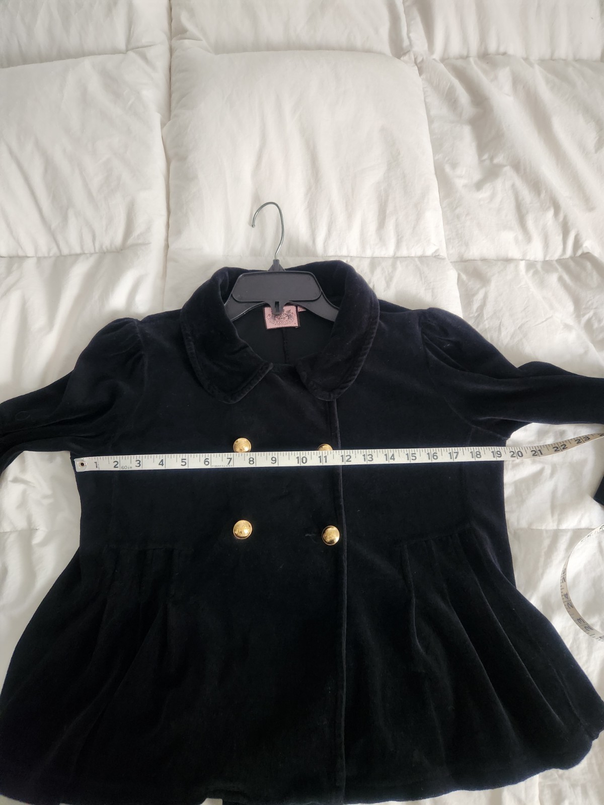 Juicy Couture Vintage Black Velour Jacket Gold Buttons Size Medium