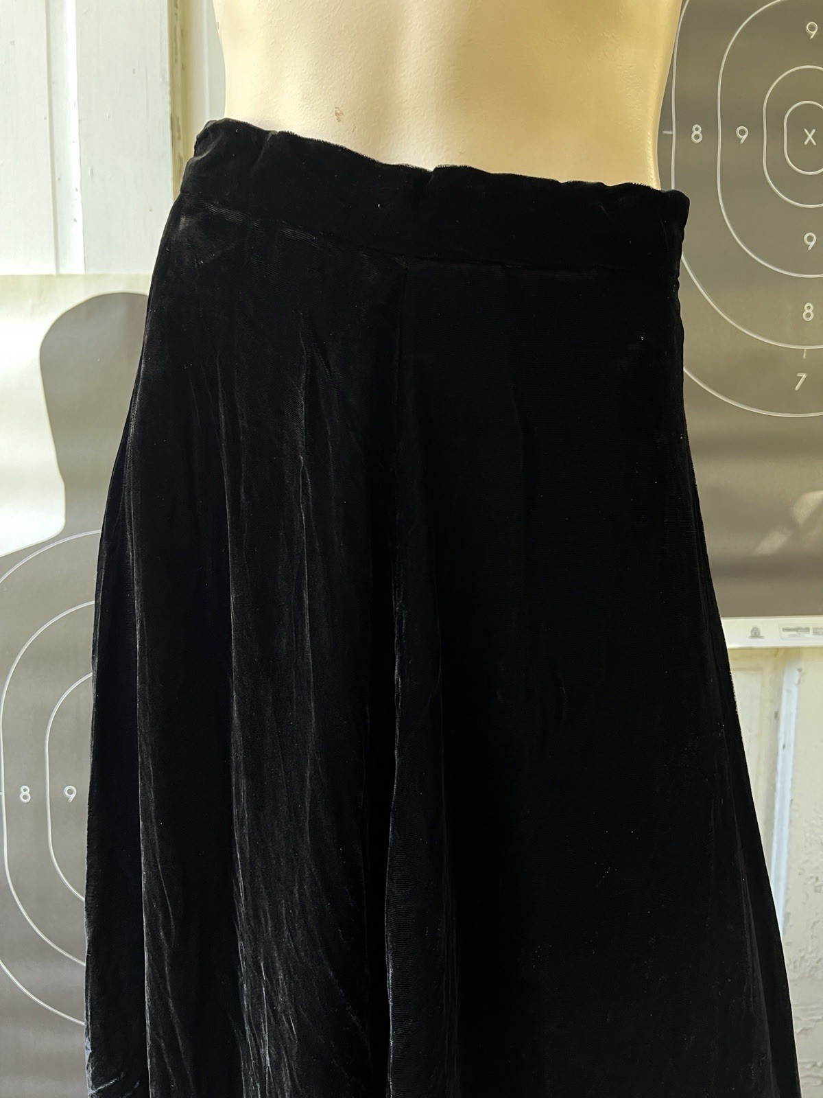 Vintage 40s Silk Velvet Skirt Long Flowy Maxi Metal Zip Snap Hook Gothic