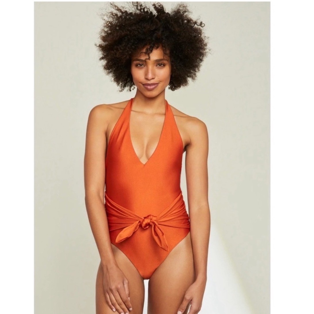 VERONICA BEARD Vickerie Halter One-Piece Swimsuit In Burnt Orange Size XS