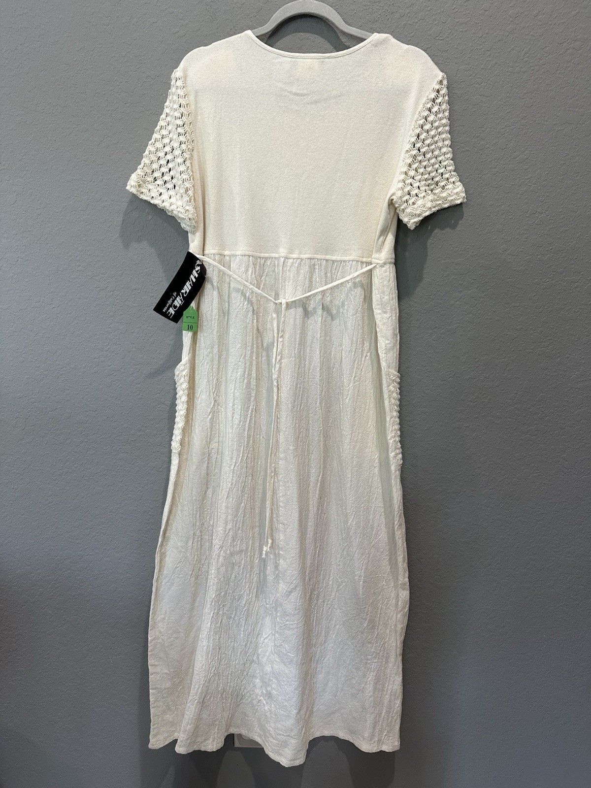 VTG Sharade Of California Cotton Cream Maxi Dress With Crochet Detail NWT Sz 10