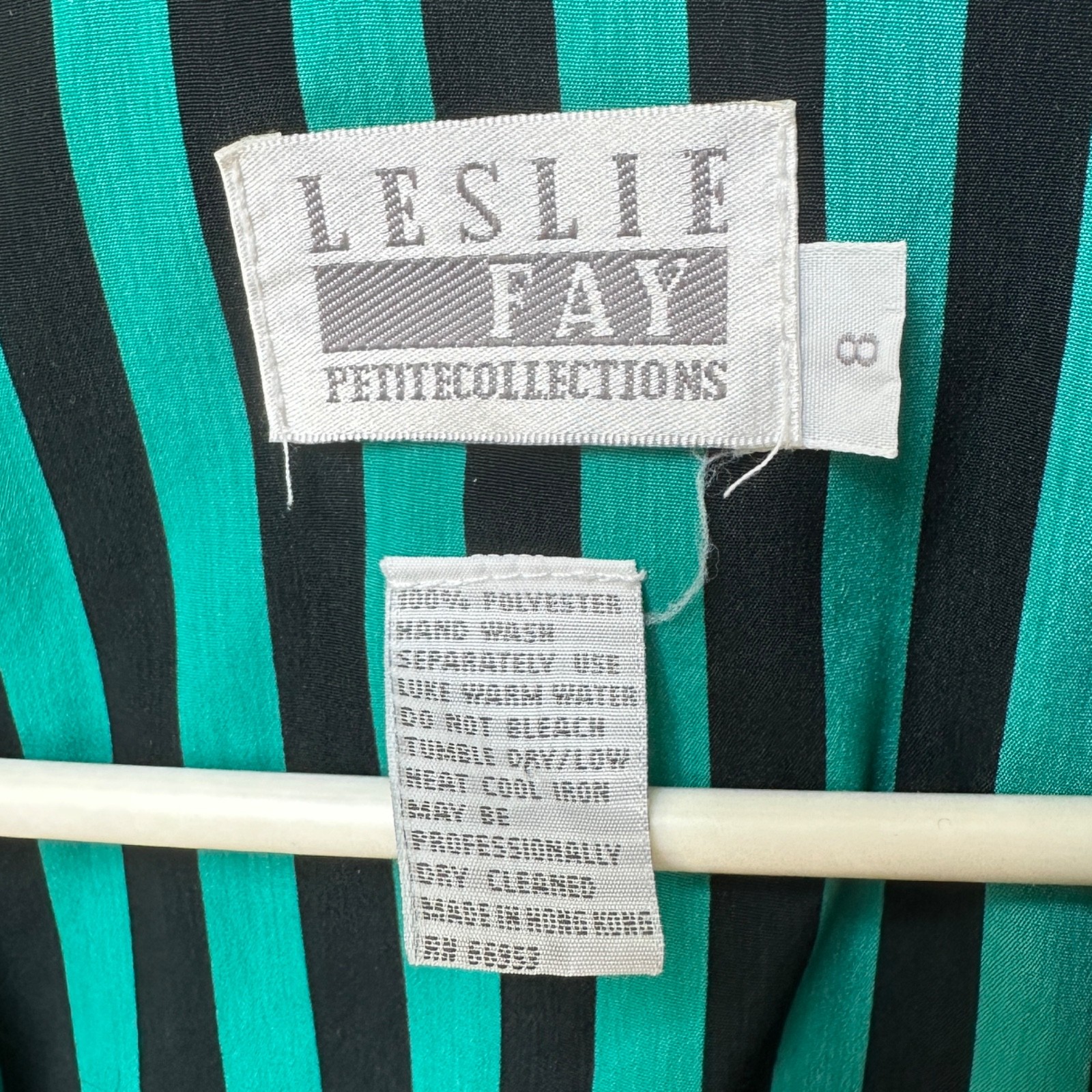 VTG 80s 90s Leslie Fay Striped Blazer 8P Teal Black Beetlejuice Whimsygoth Jacke