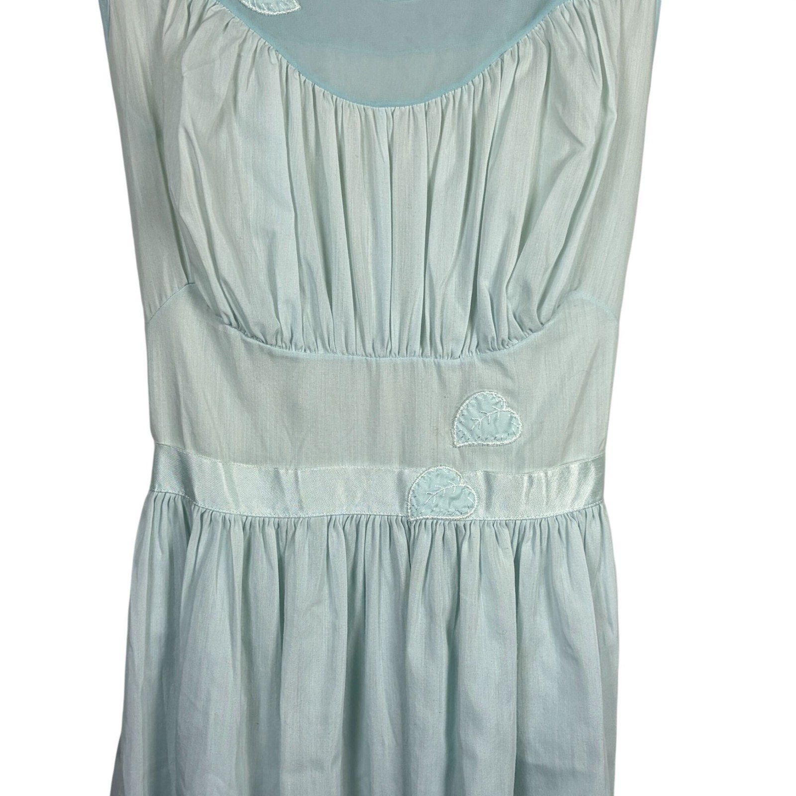 Vintage Shadowline Sleeveless Nightgown Dress Size 32 Heart Appliques Blue