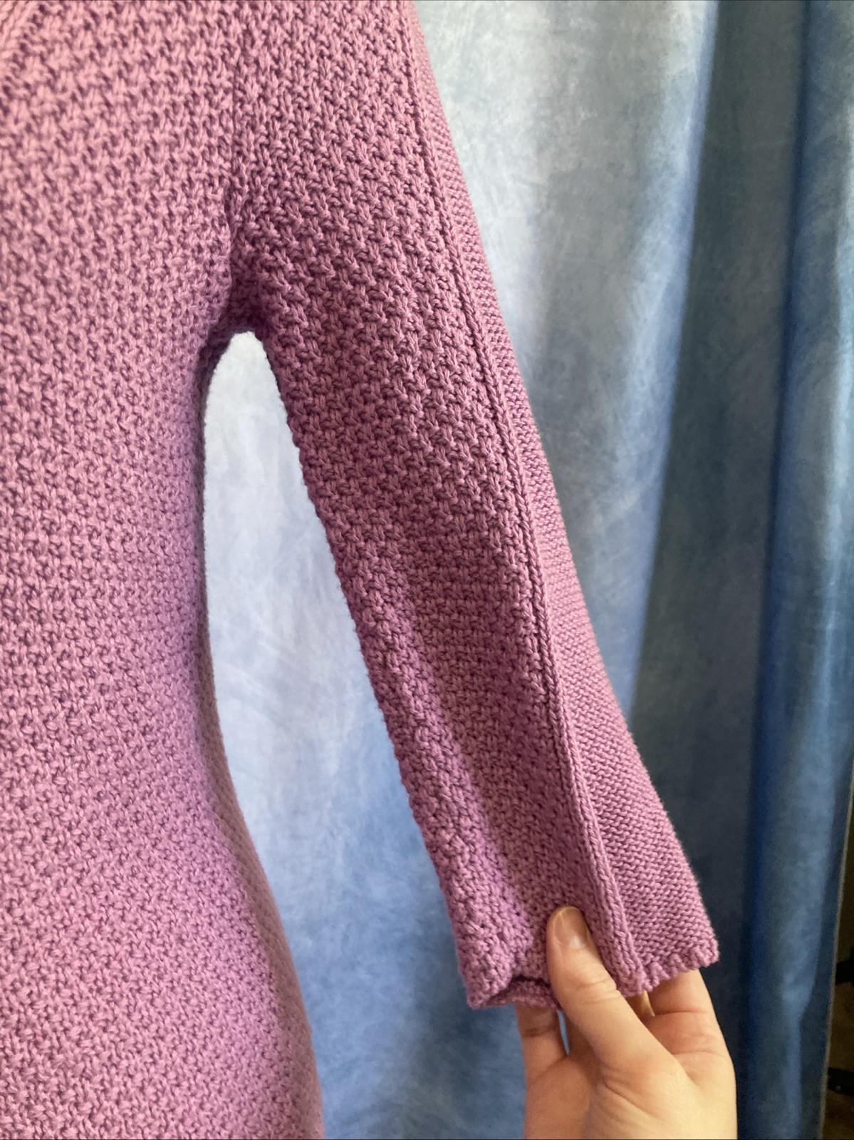 Vtg Y2K Heather B Purple Knit Cardigan Top S Cotton 3/4 Sleeve Collared Coquette