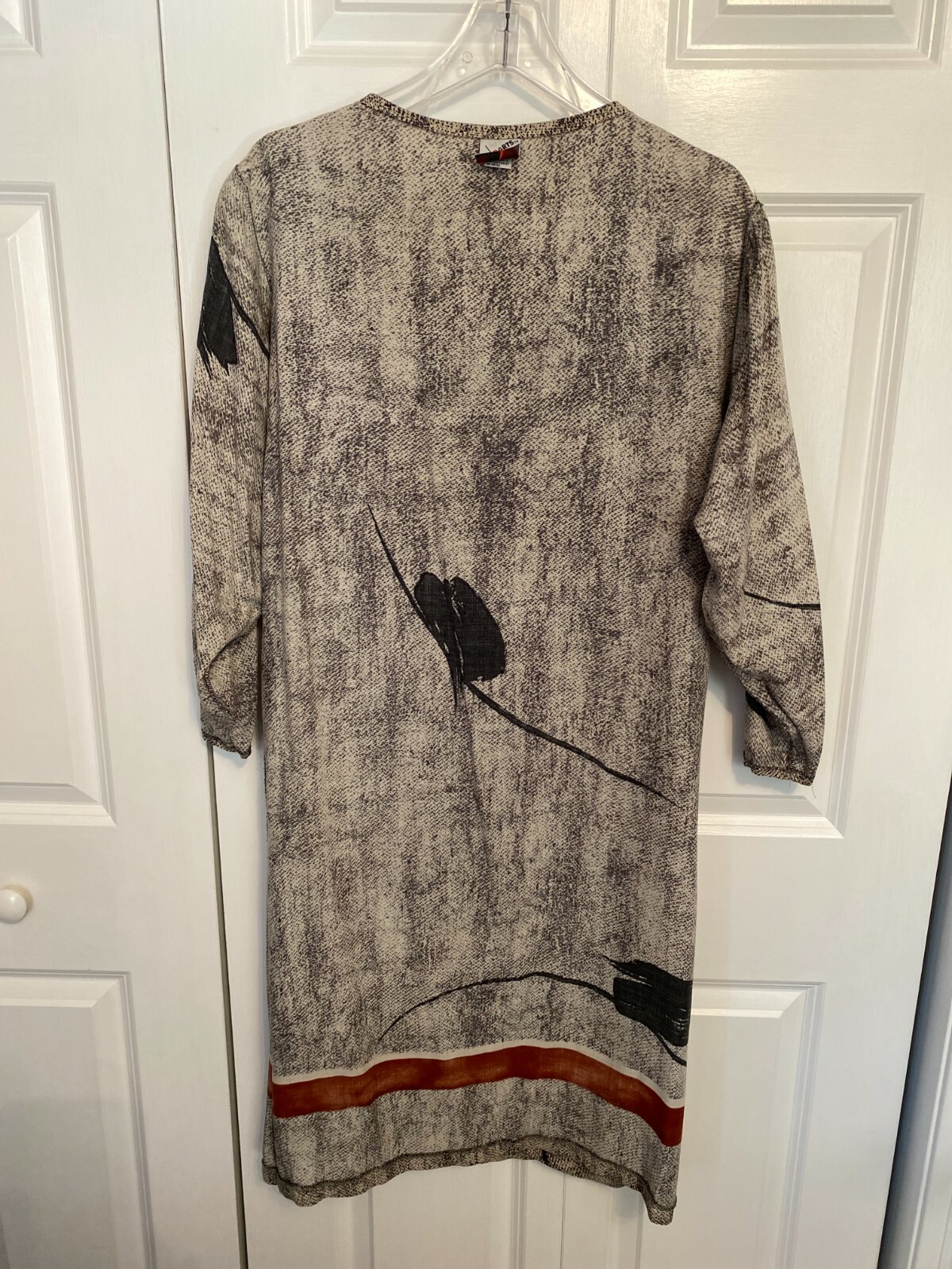 St. Barts vtg 1980s graphic gray black red long-sleeved dress Jr Sz 7-8 washable