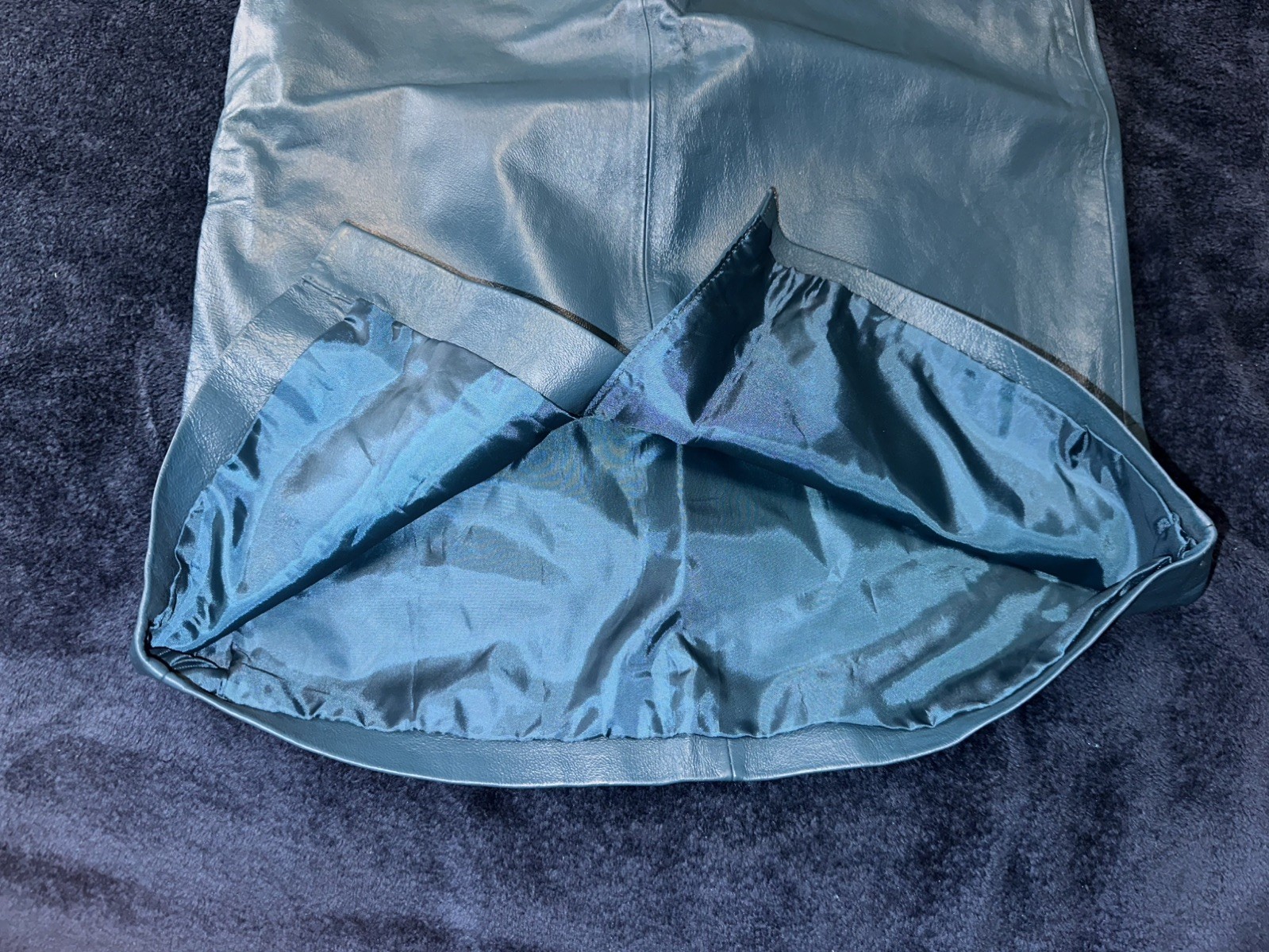 Lot 2 80s/90s Vintage Leather Teal/Silver Pencil Skirts 6,Liilie Rubin/Carabella