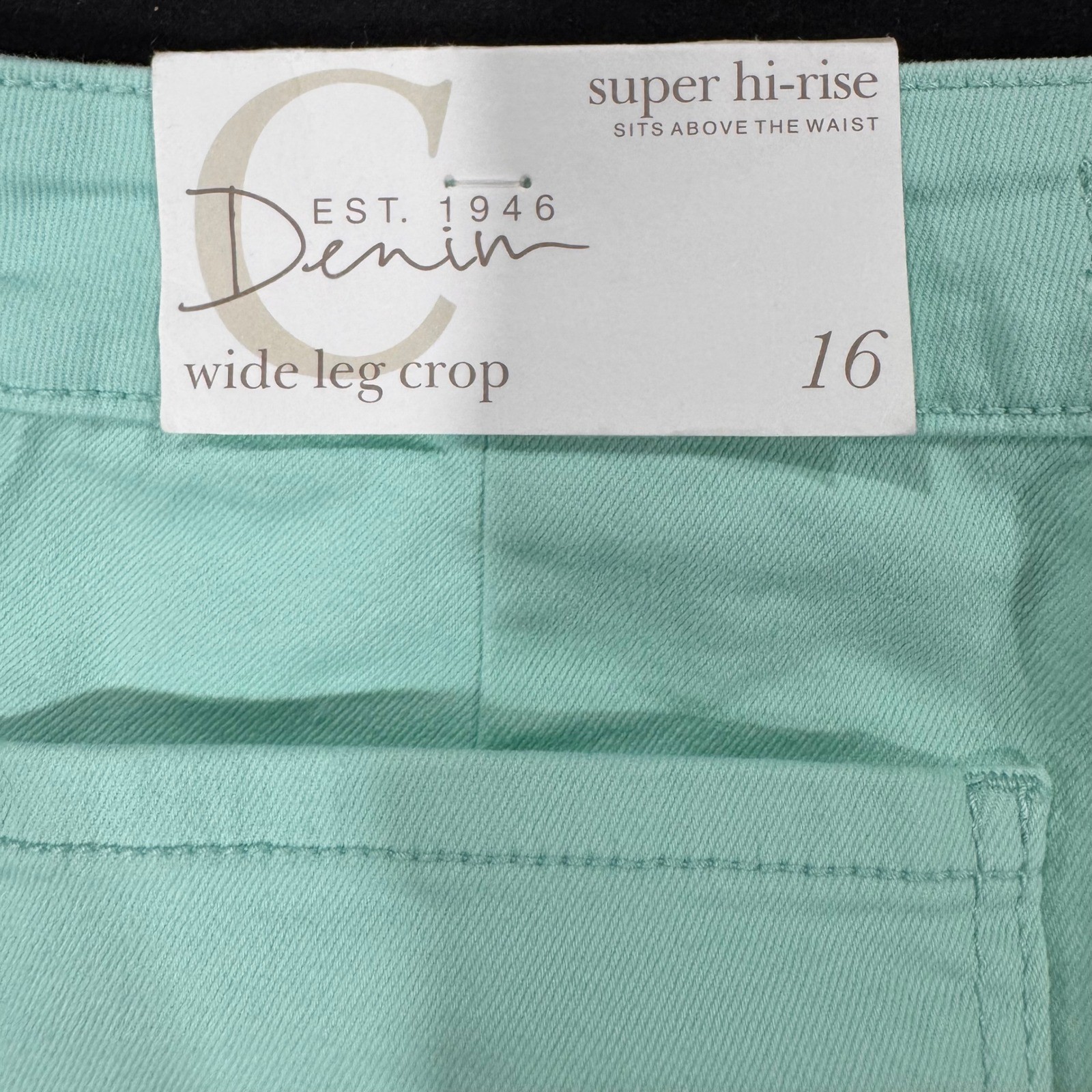 Cato EST. 1946 Denim Super Hi-Rise Wide Leg Crop Pants Mint Green Size 16 NWT